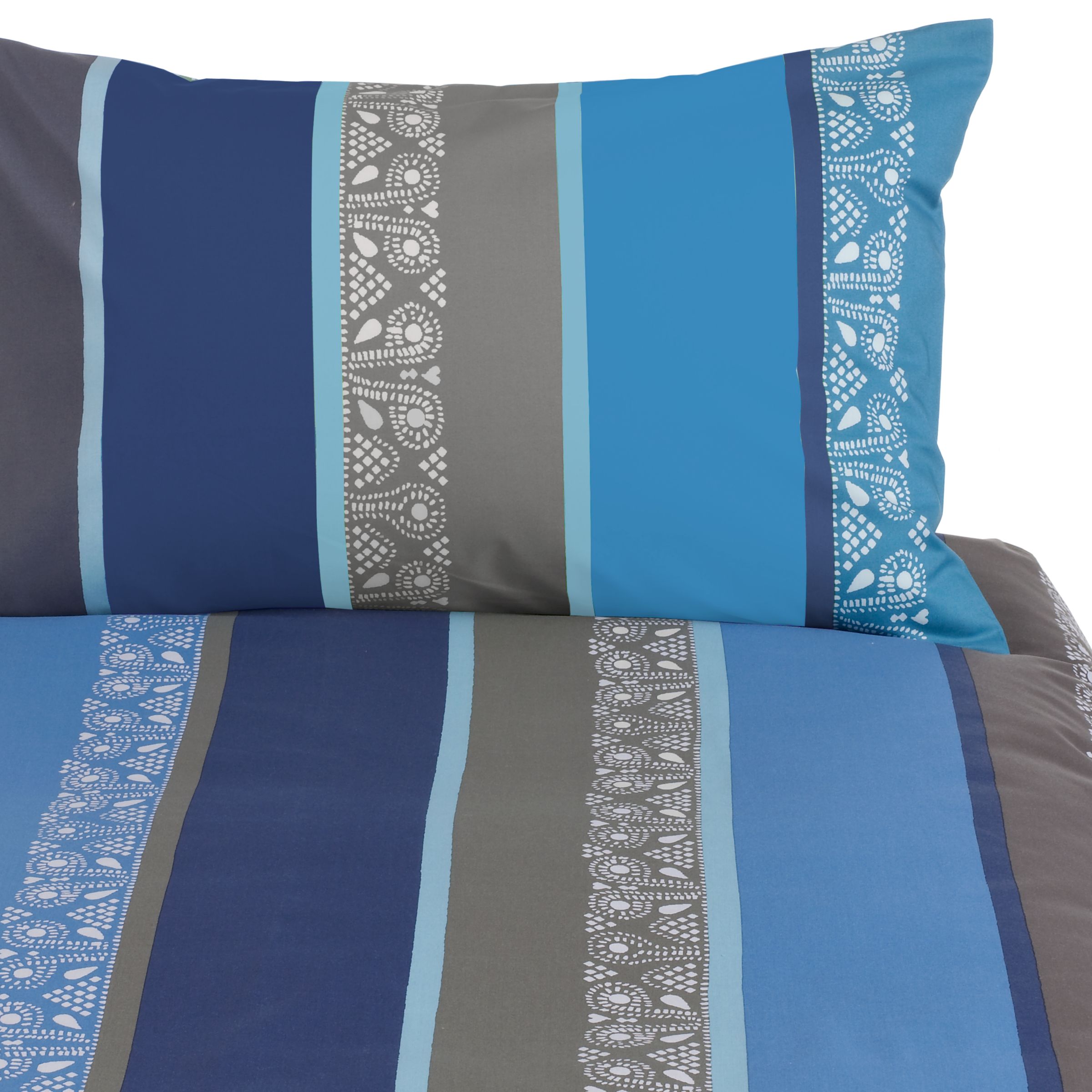 John Lewis Stencil Stripe Standard Pillowcase Denim