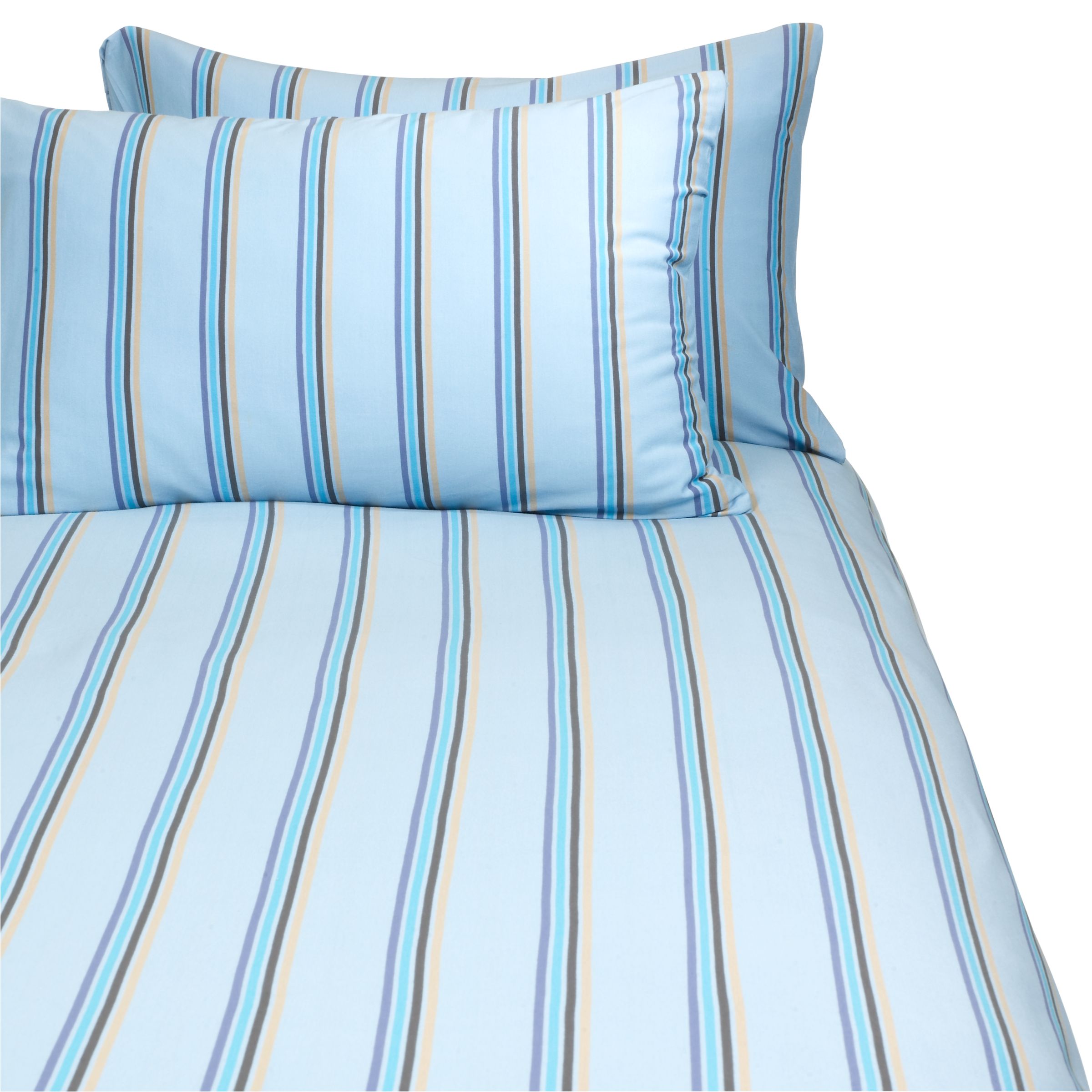 John Lewis Jersey Stripe Bed Set, Blue, Double
