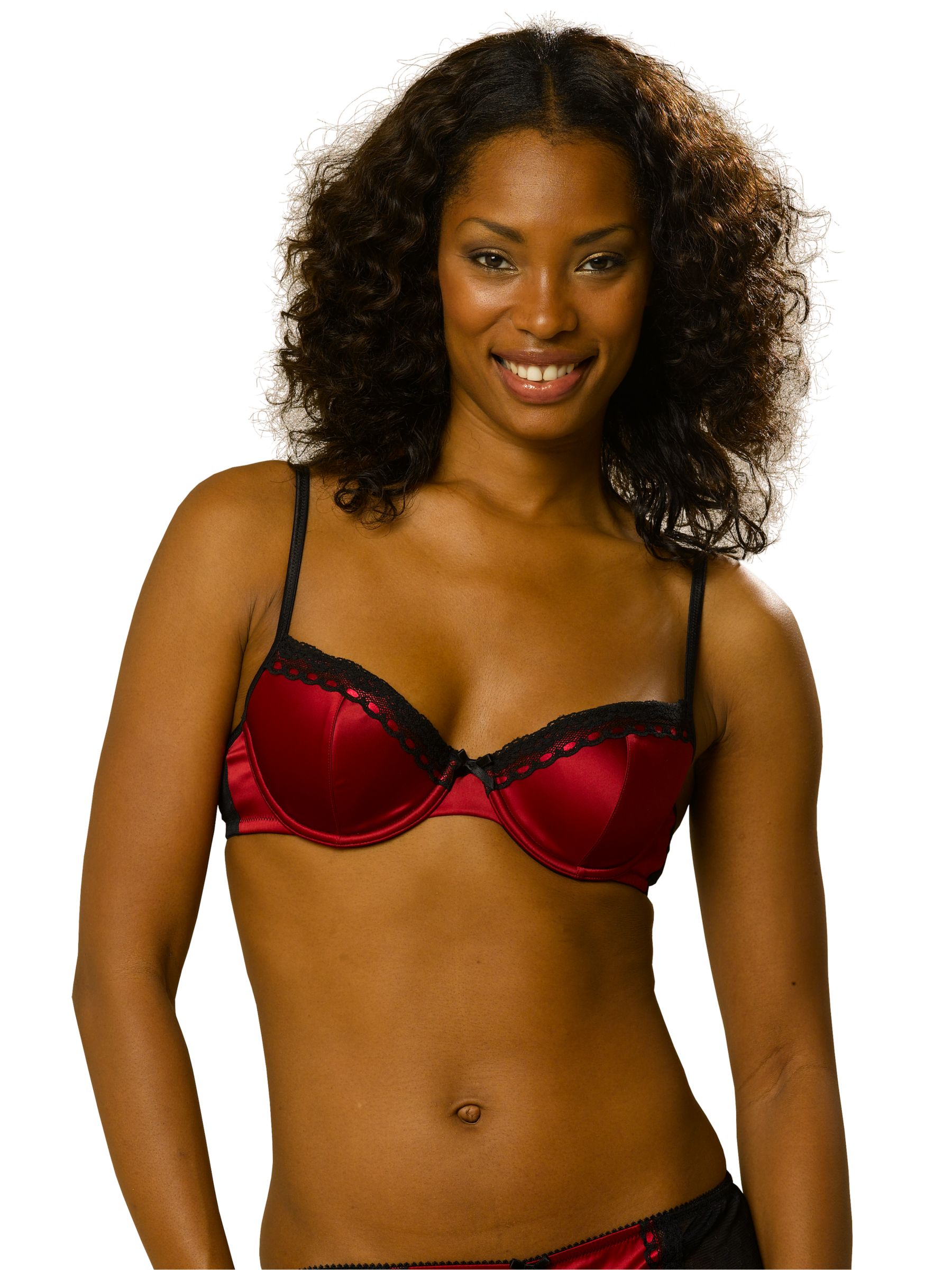 John Lewis Dita Satin Underwired Bra, Red, 34B
