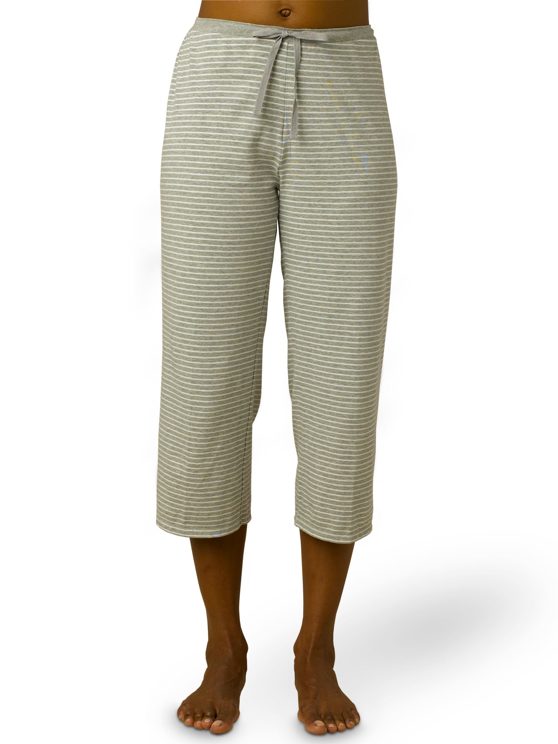 John Lewis Jacqueline Spa Striped Pyjama Pants, Grey/White, Size 18
