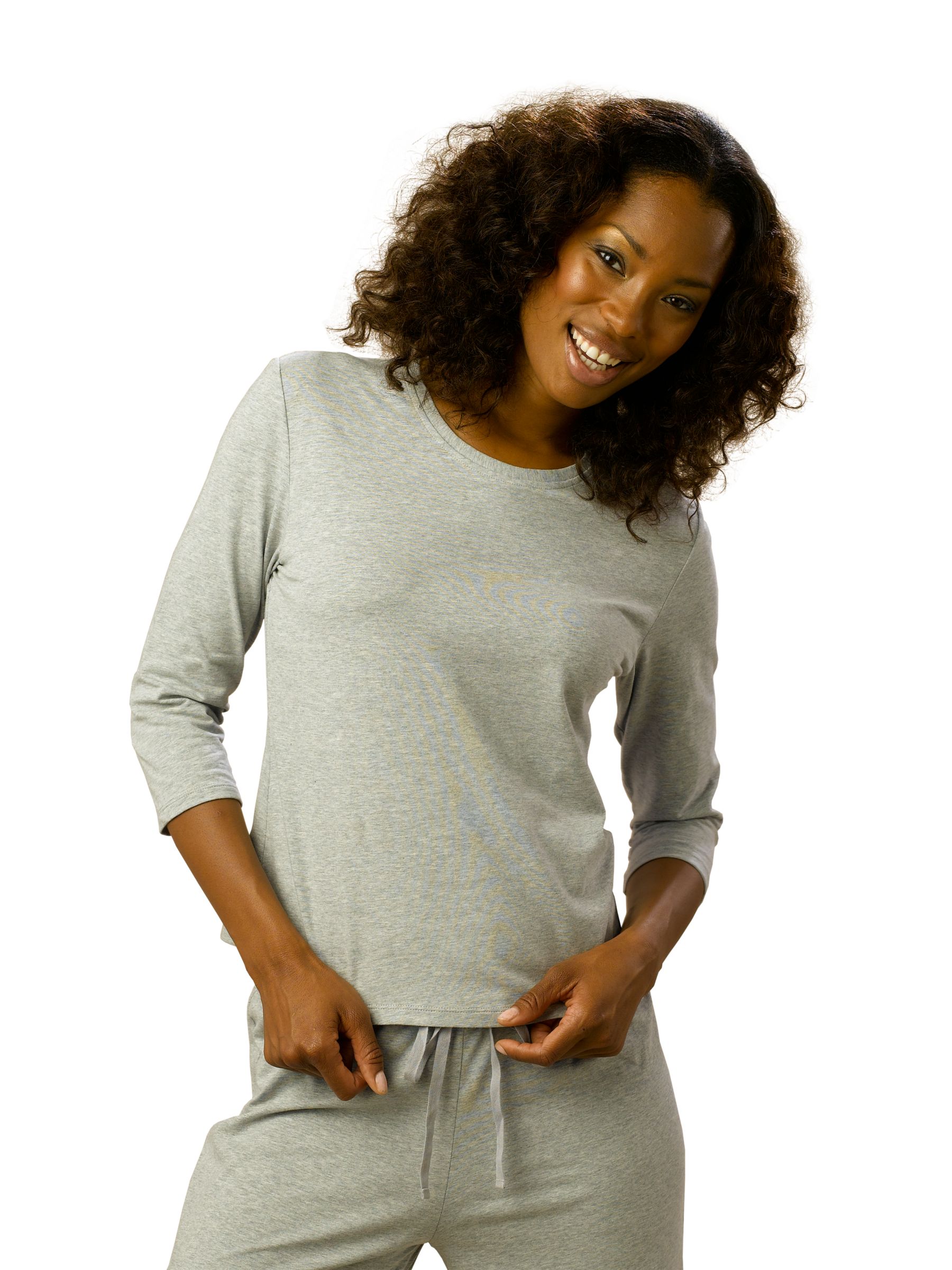 John Lewis Jacqueline Spa Long Sleeved Pyjama Top, Grey, Size 8