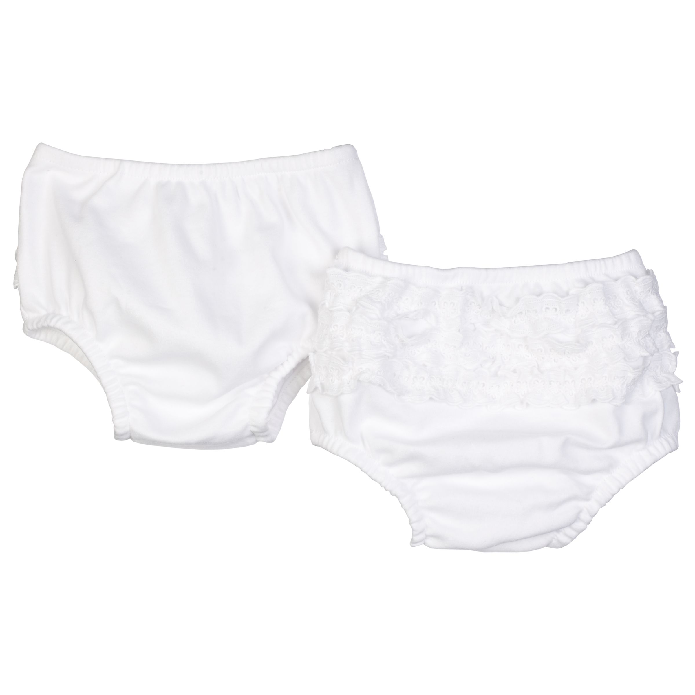 John Lewis Frill Pants, Pack of 2, White, 6-9 Months