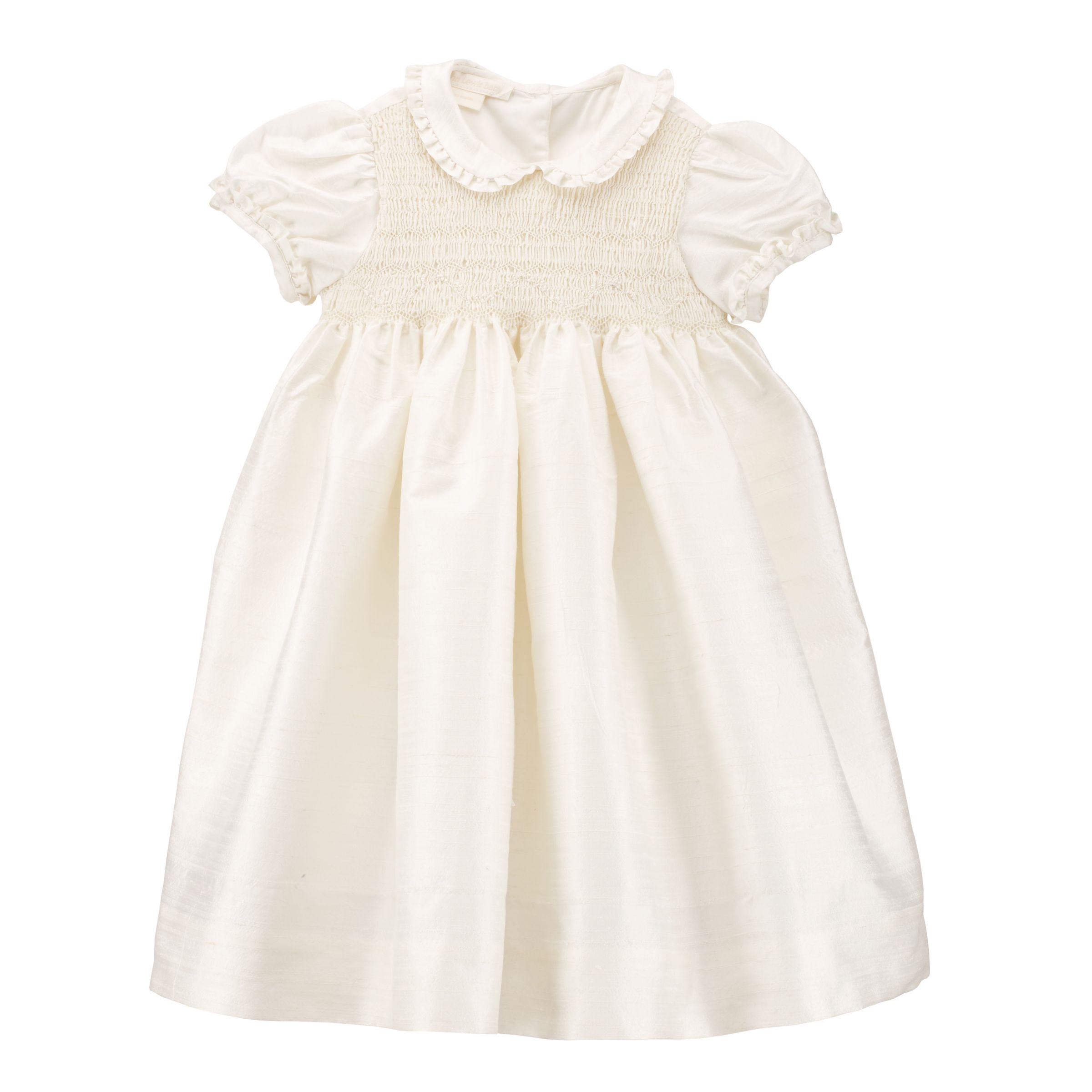 John Lewis Baby Silk Smocked Christening Dress Ivory 1218 Months