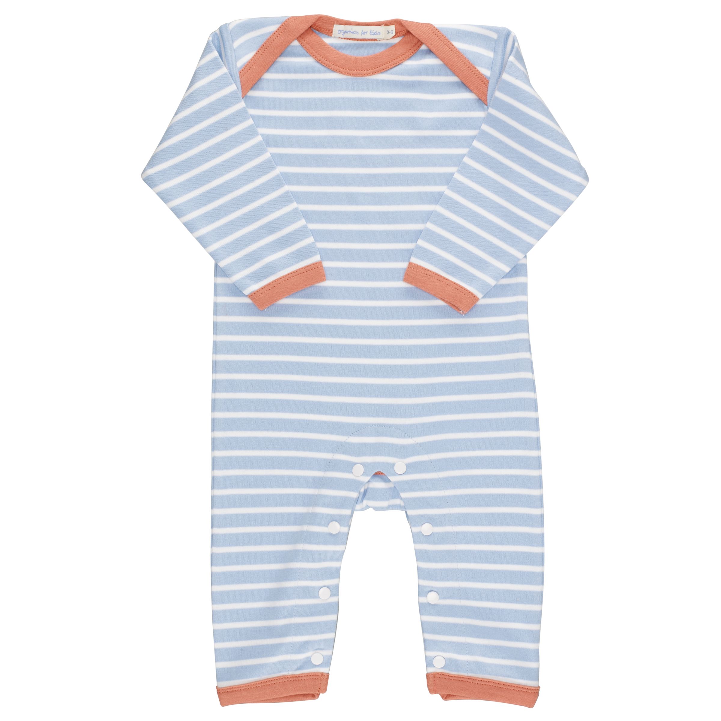 Organics For Kids Breton Stripe Romper Suit Blue 3 6 Months