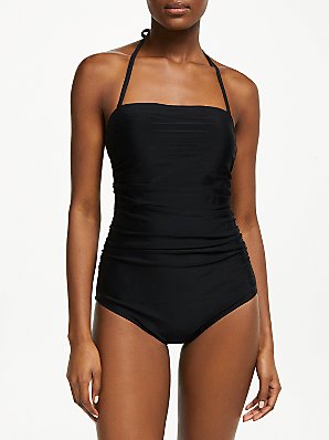 John Lewis Ruched Front Control Swimsuit, Black,