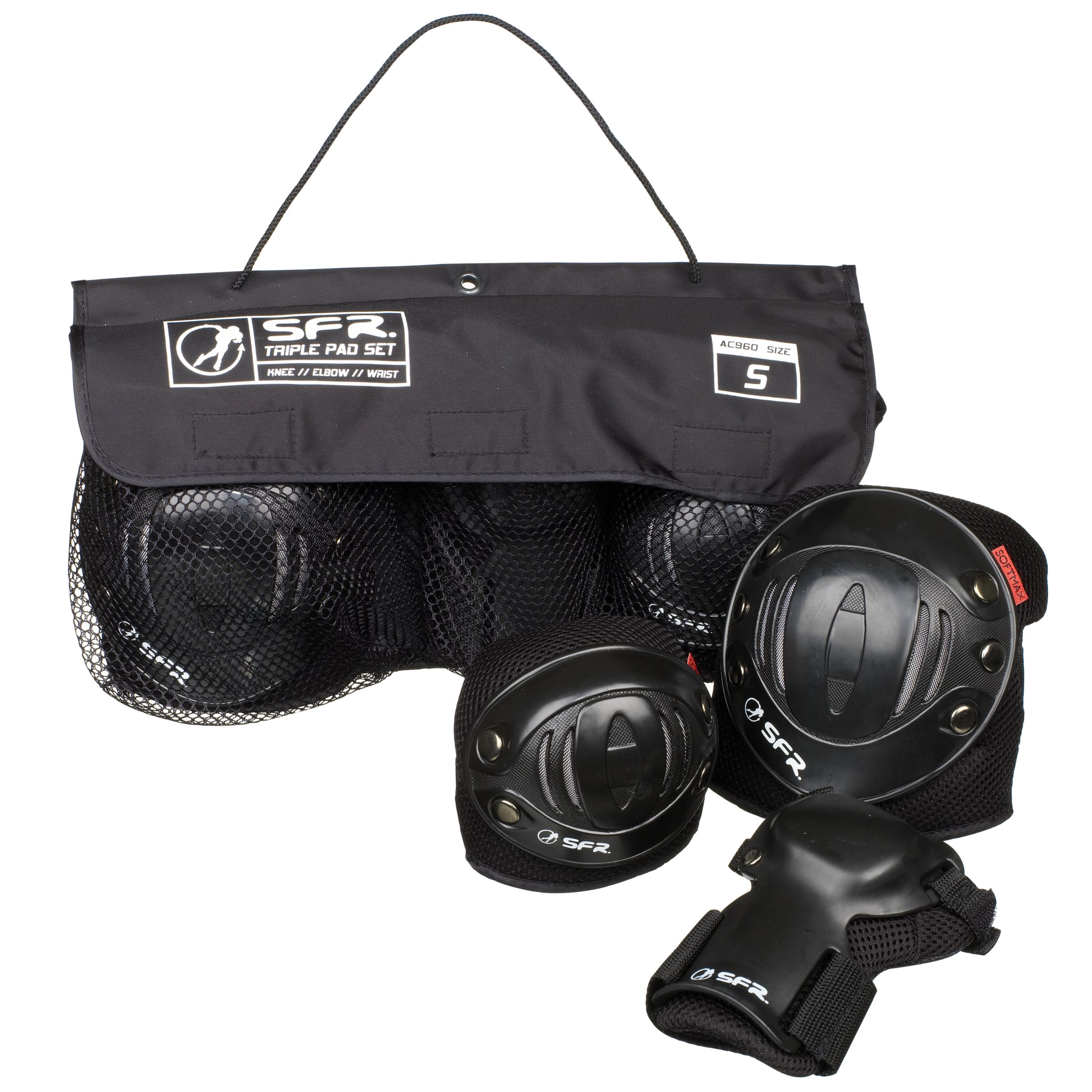 Stateside Junior Triple Pad Set, Black, Medium (age 9-11 years)