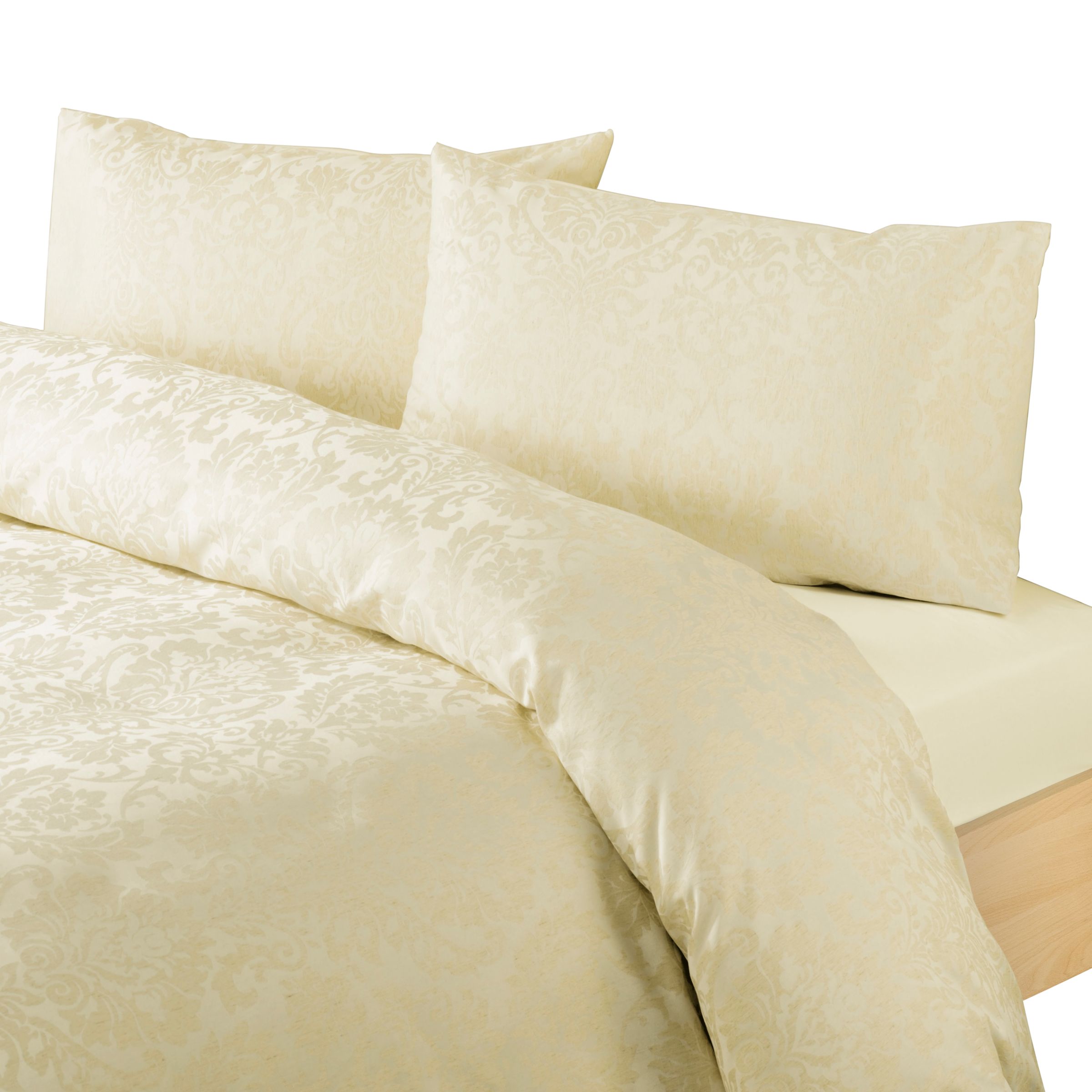 John Lewis Damask Look Duvet Cover Set, White, Single