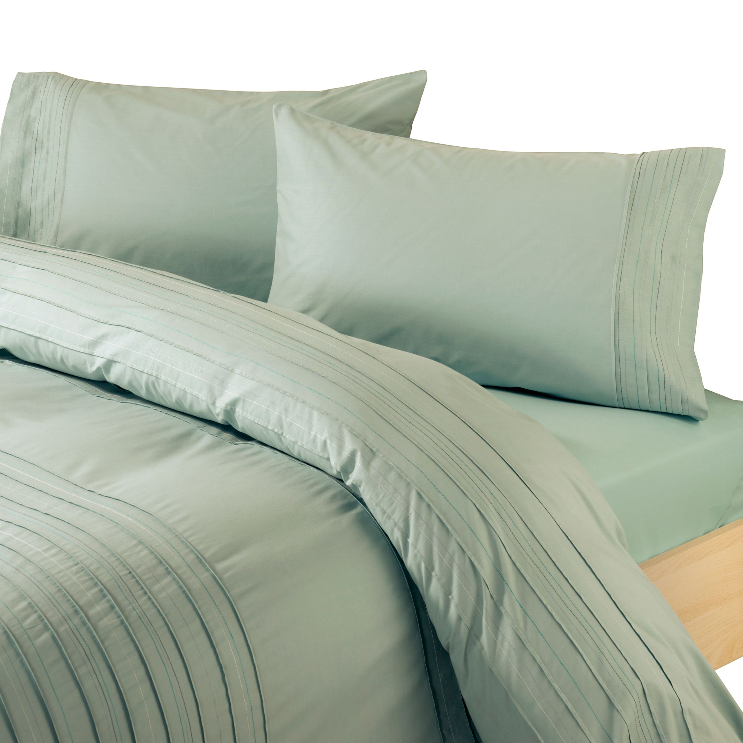 John Lewis Contrast Stitch Duvet Cover Set, Duck Egg, Super Kingsize
