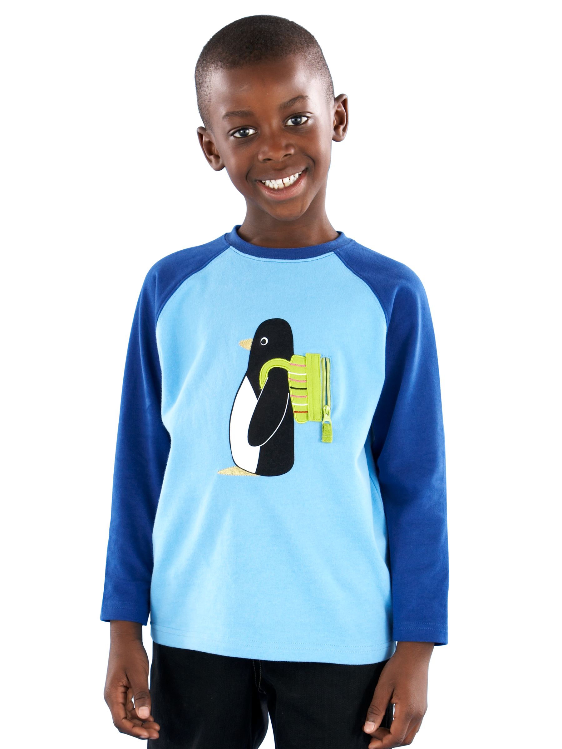 John Lewis Penguin T-Shirt, Blue, 2-3 Years