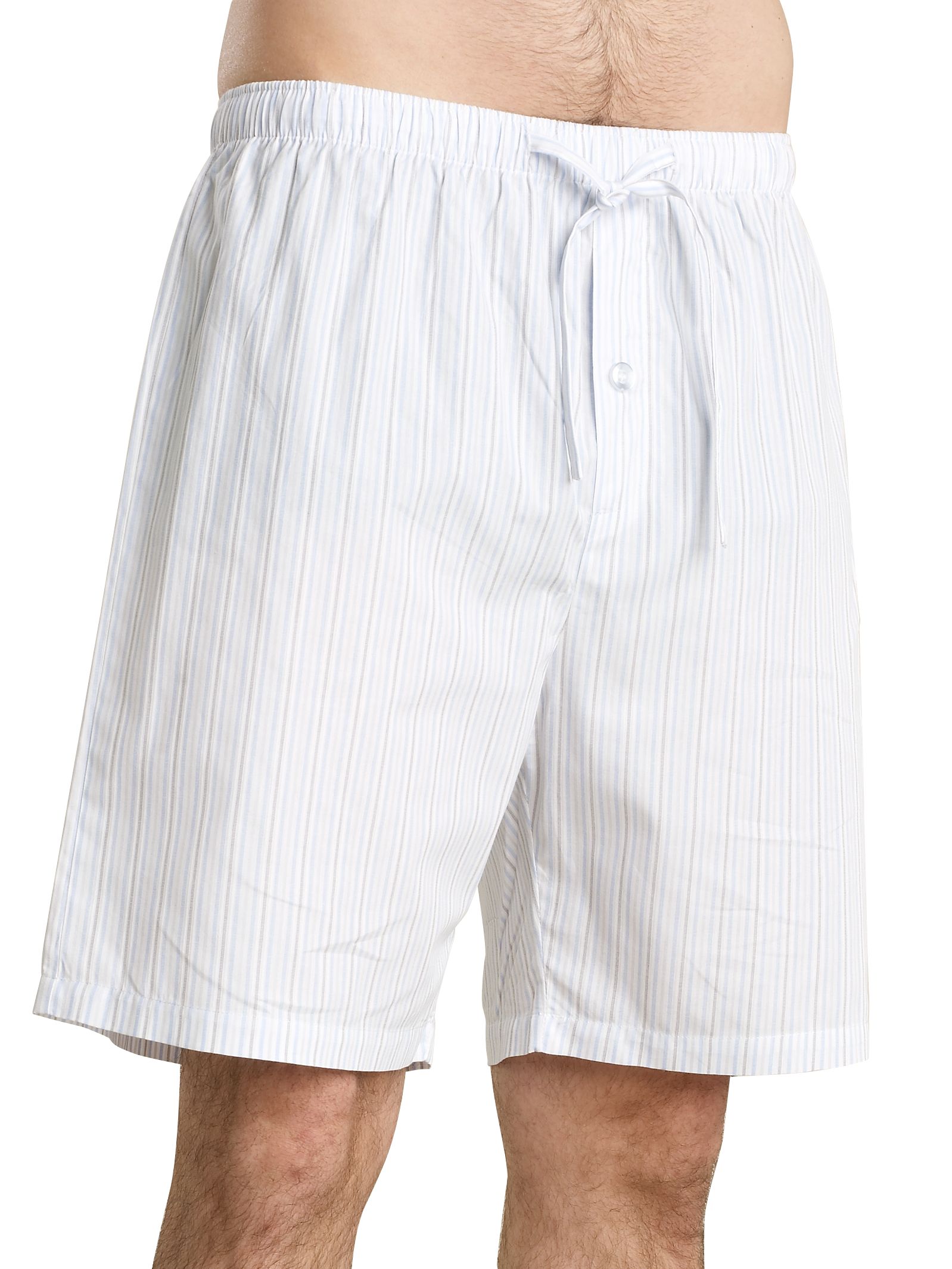 John Lewis Striped Lounge Shorts, Blue/Grey, Large