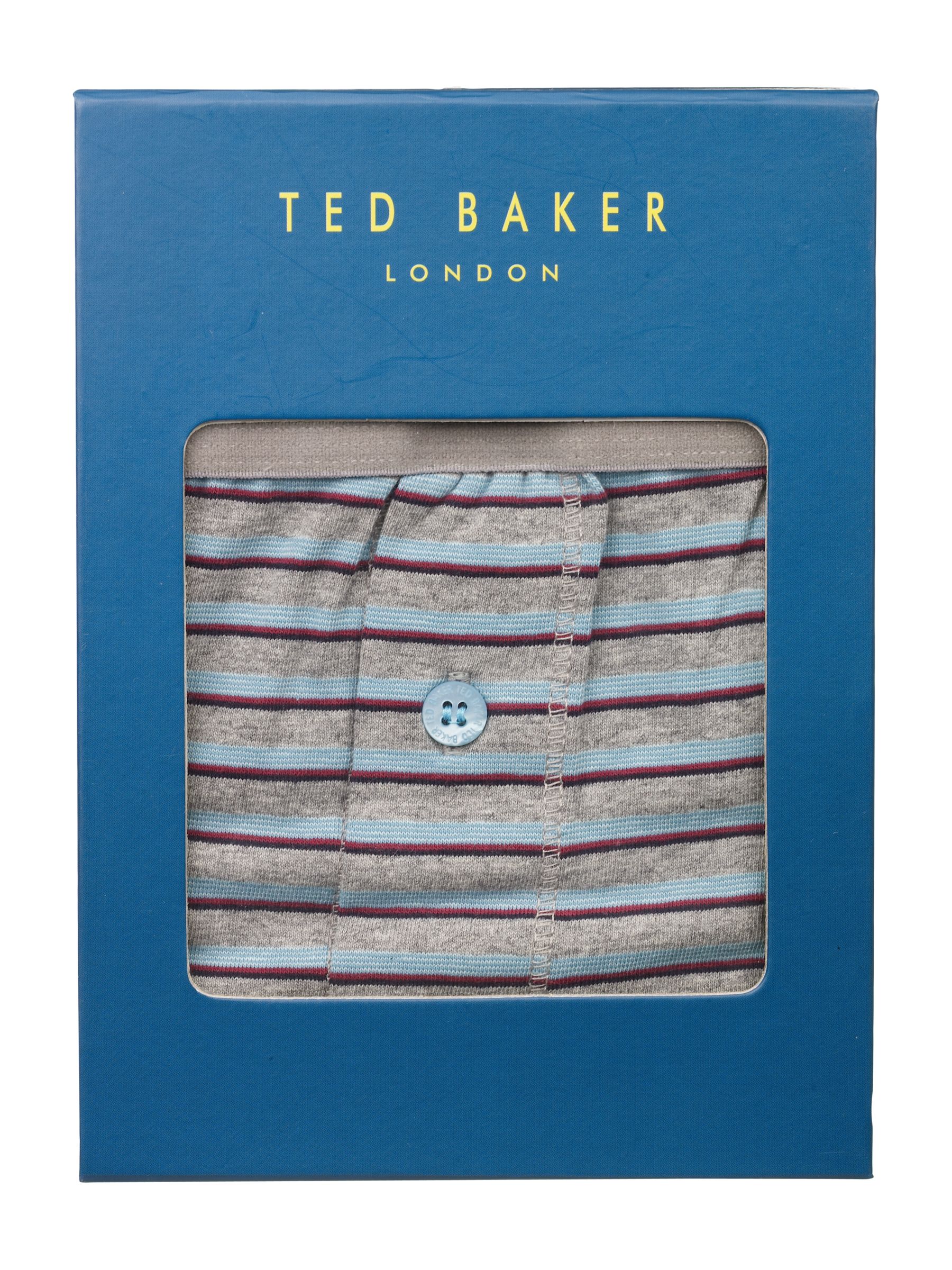 Ted Baker Zealie Striped Button Fly Trunks, Grey, Medium