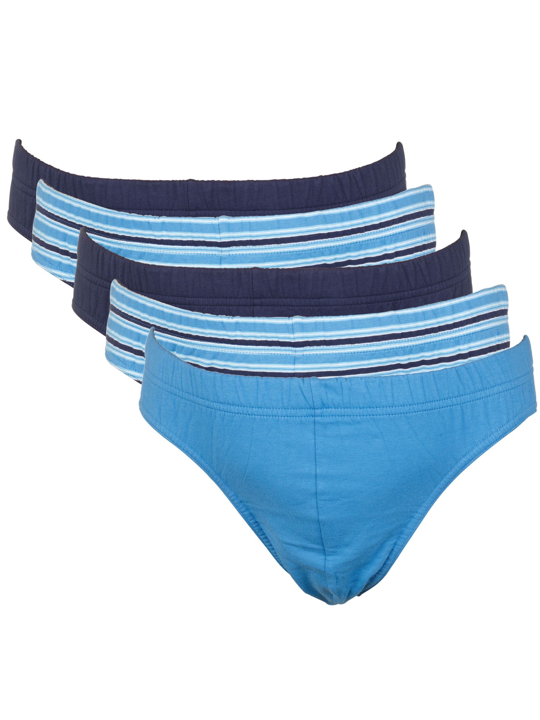 John Lewis Cotton Briefs, Pack of 5, Blue, Small