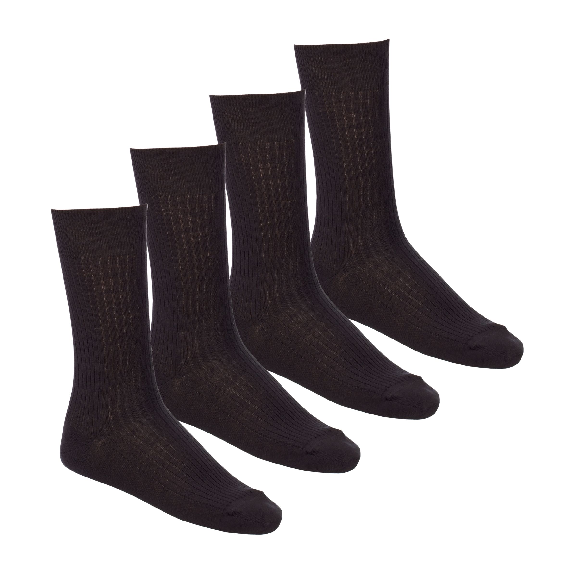 John Lewis Wool Blend Socks, Pack of 4, Black