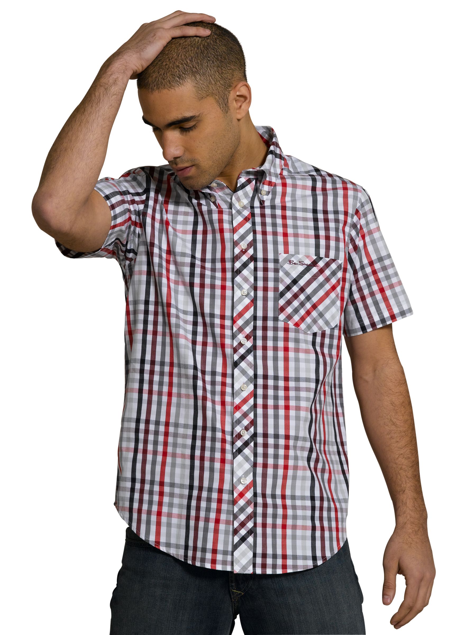Ben Sherman Gingham Check Shirt Blood Extra Large