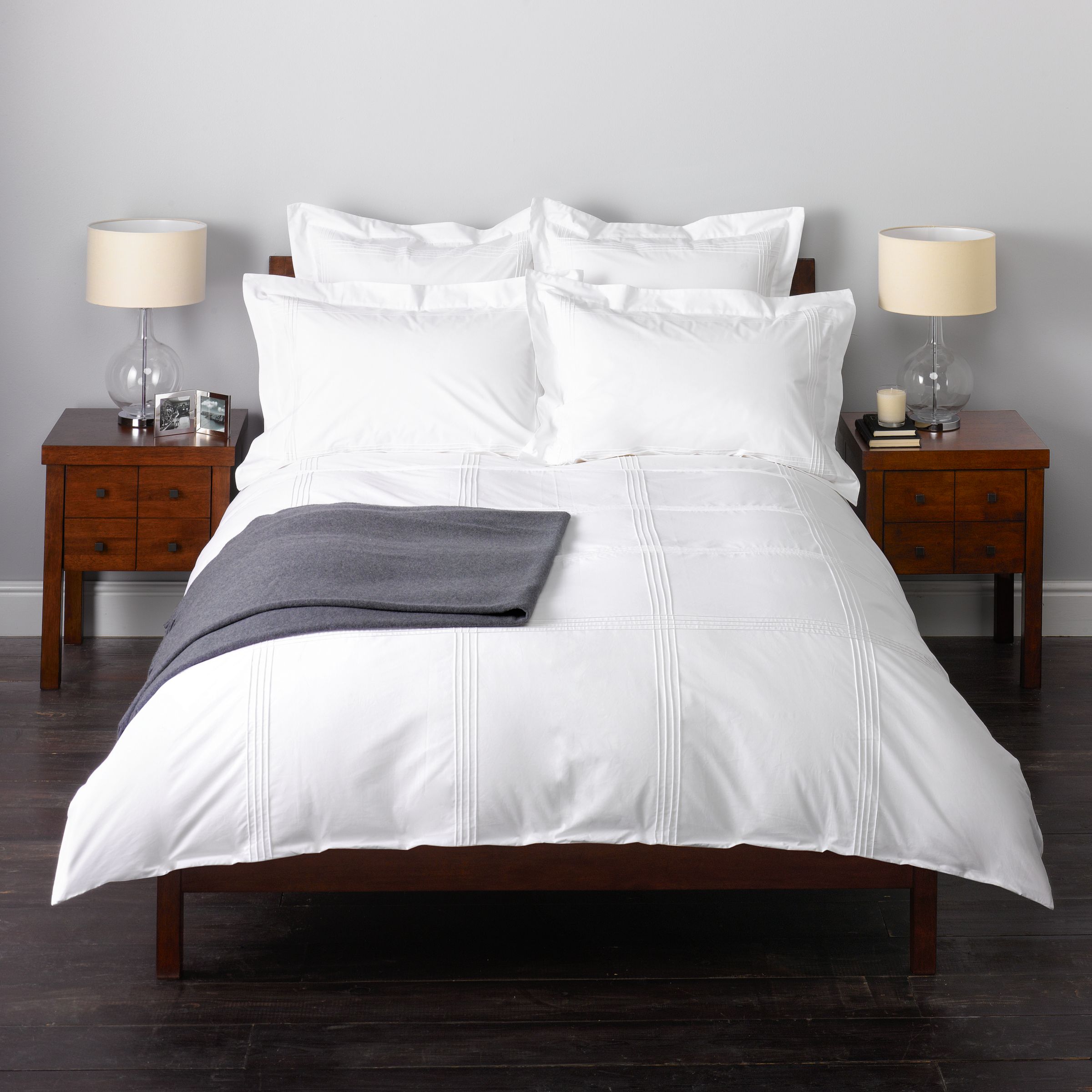 John Lewis Tucks Duvet Covers, White, Kingsize