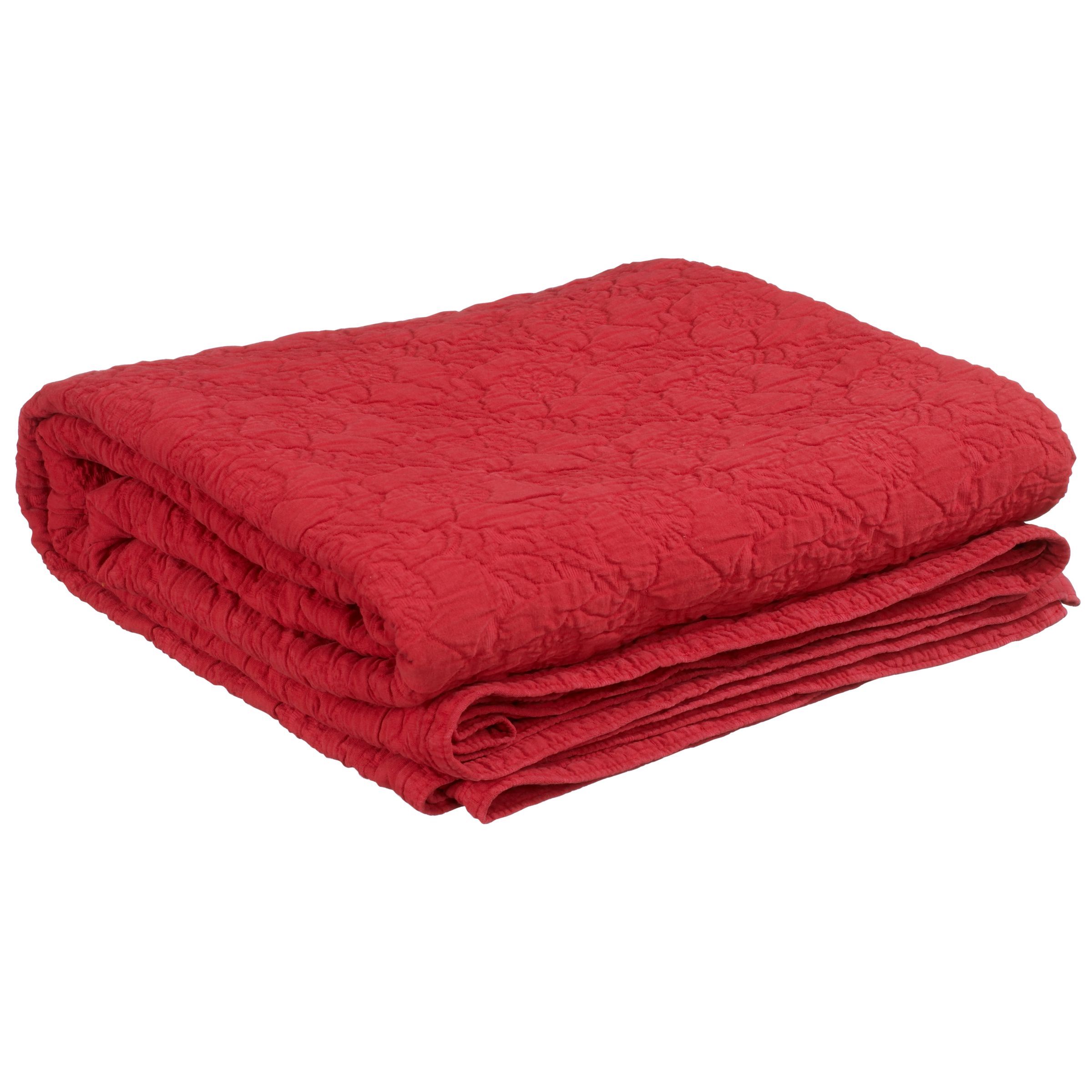 John Lewis Ruched Cotton Throw, Lacquer, W200 x L260cm