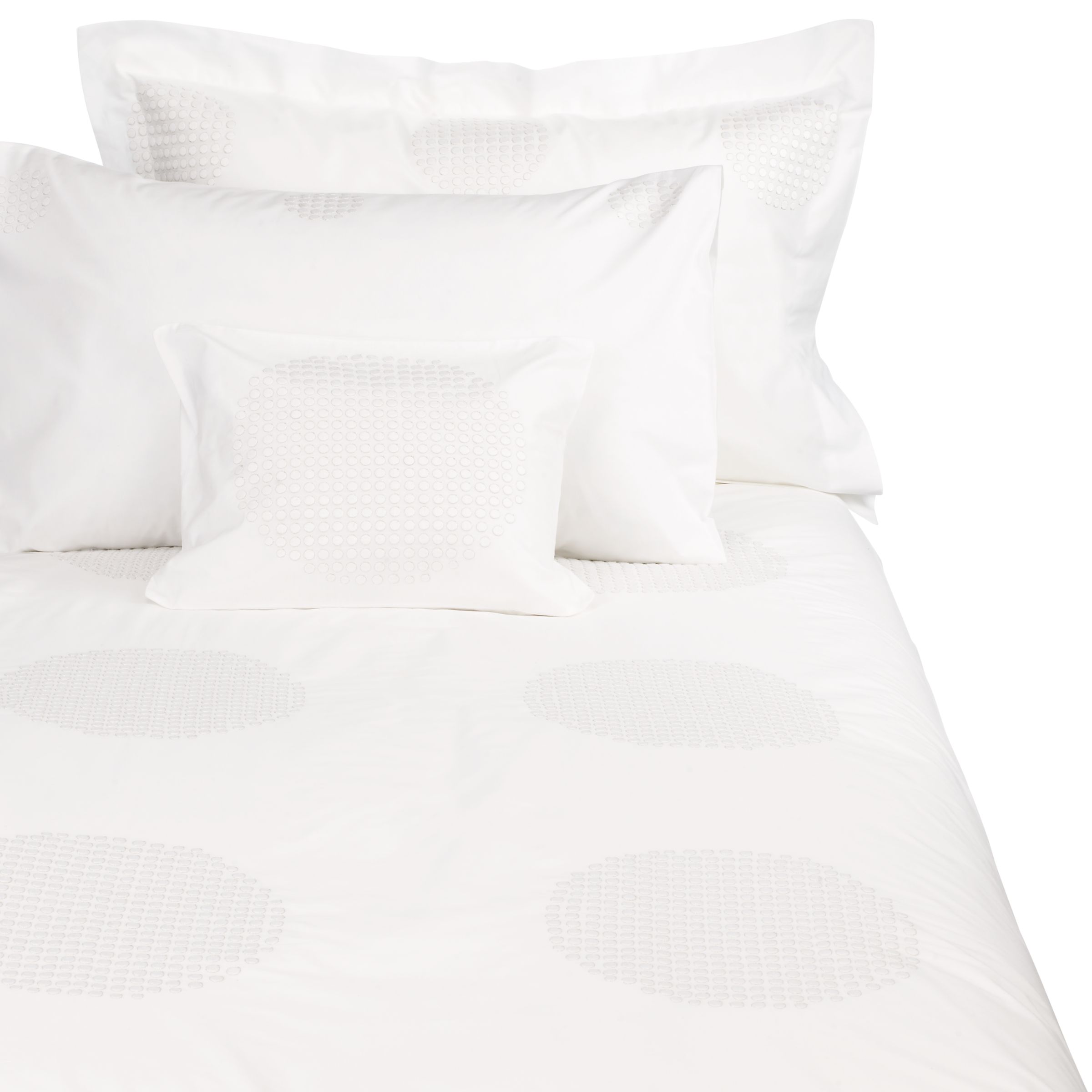 John Lewis Embossed Circle Standard Pillowcase, White