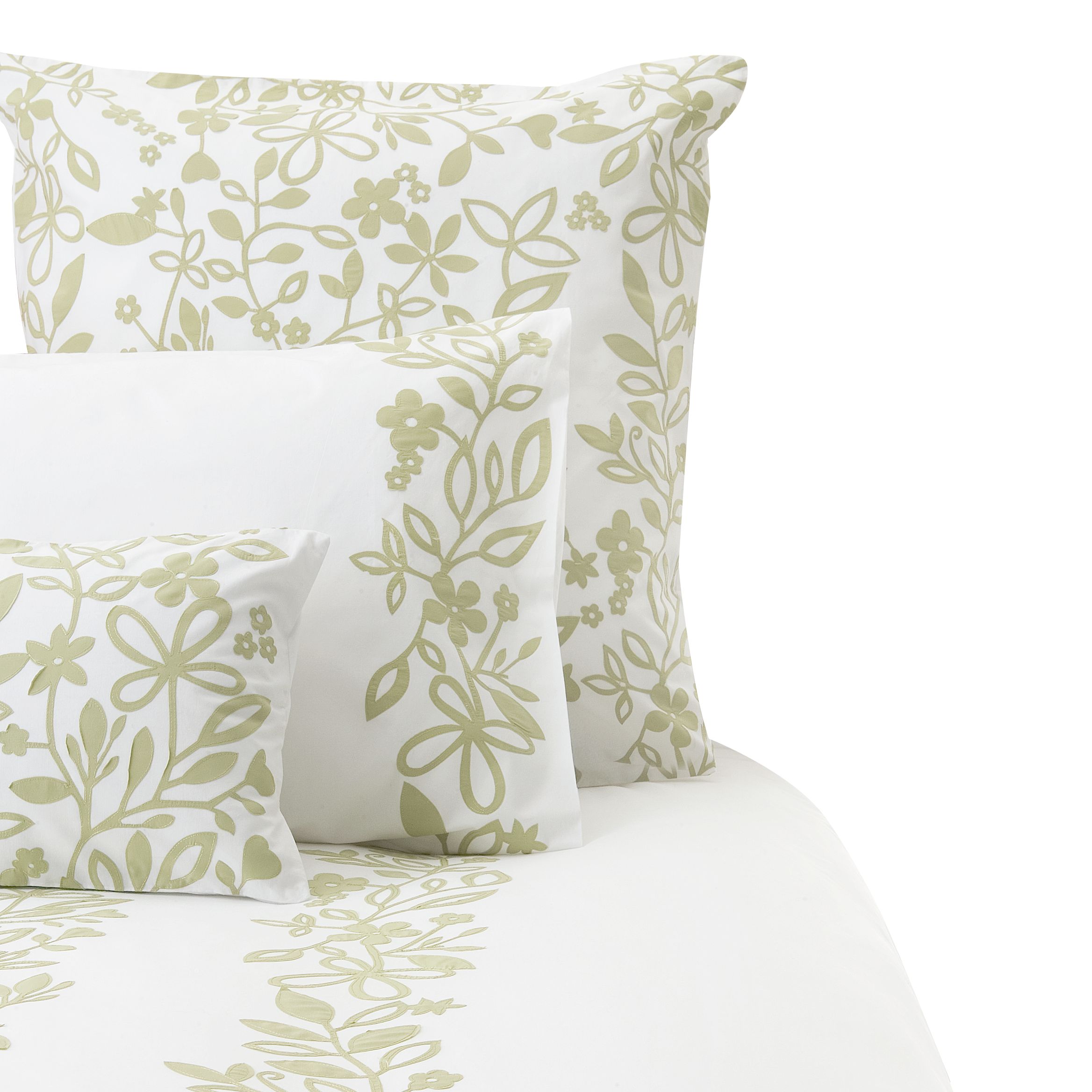 John Lewis Phoebe Duvet Cover, White / Wasabi,