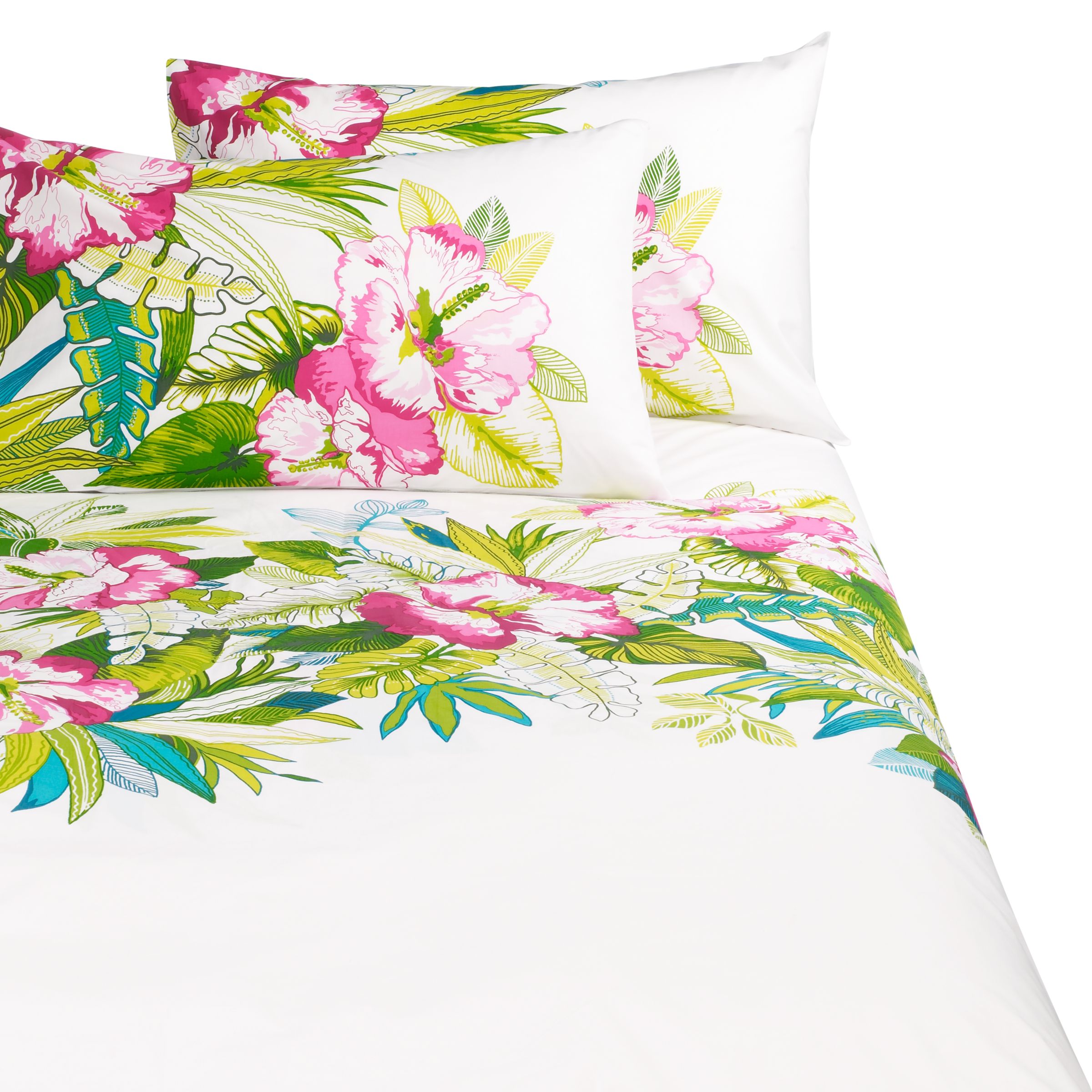 John Lewis Hibiscus Duvet Cover, Multi, Single
