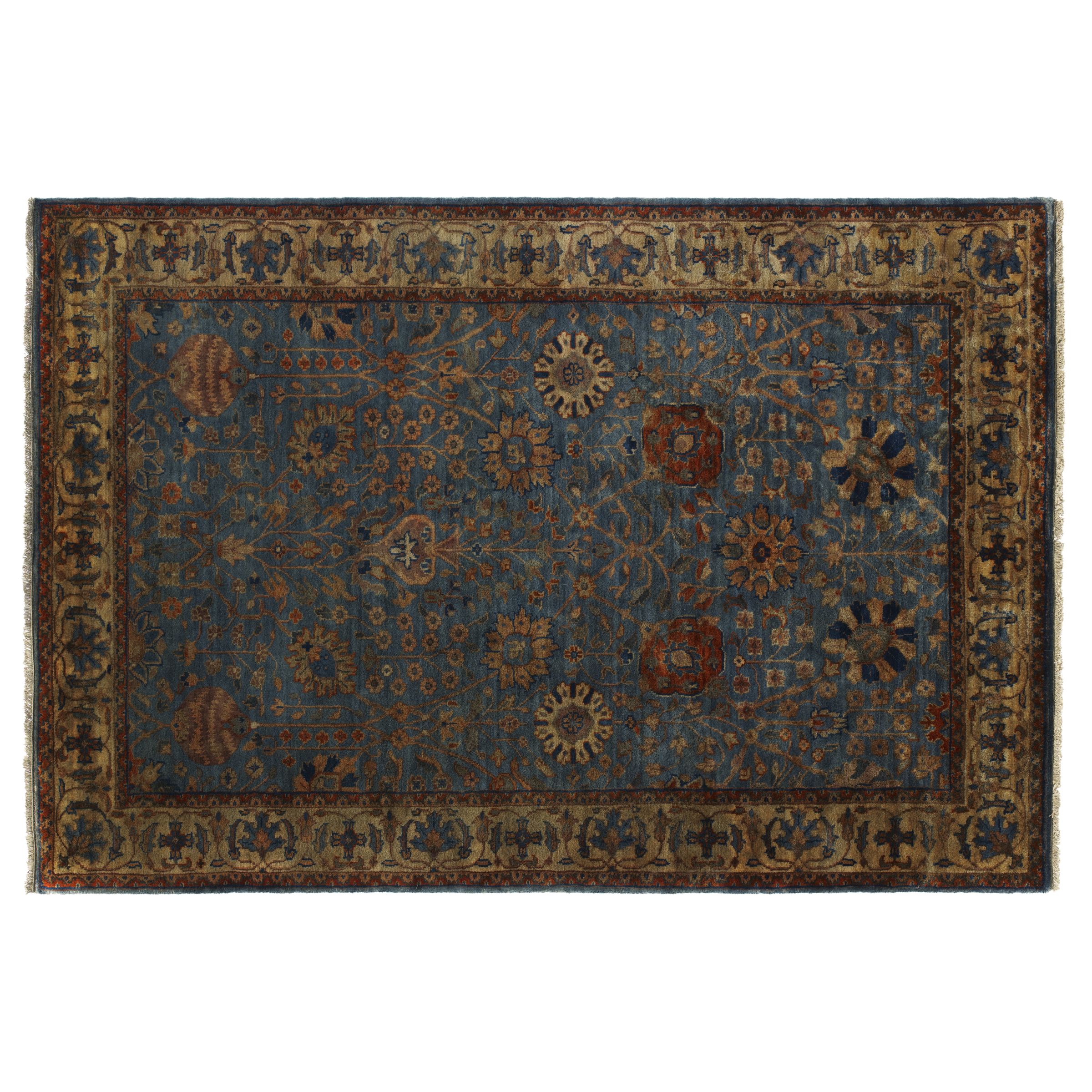 Moghul Three Vase Rug, Blue / Cream, W183 x L274cm