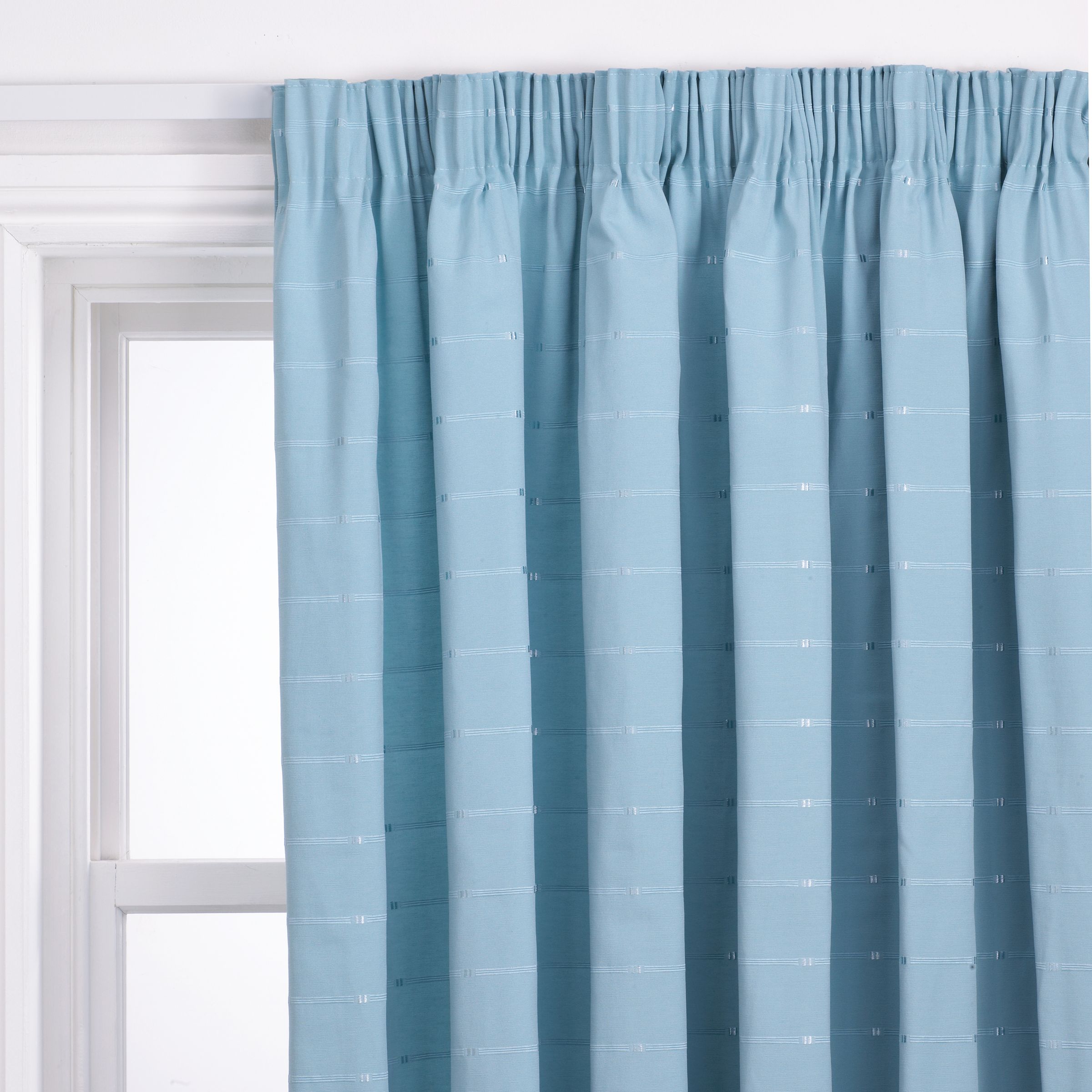 Duo Pencil Pleat Curtains, Duck Egg