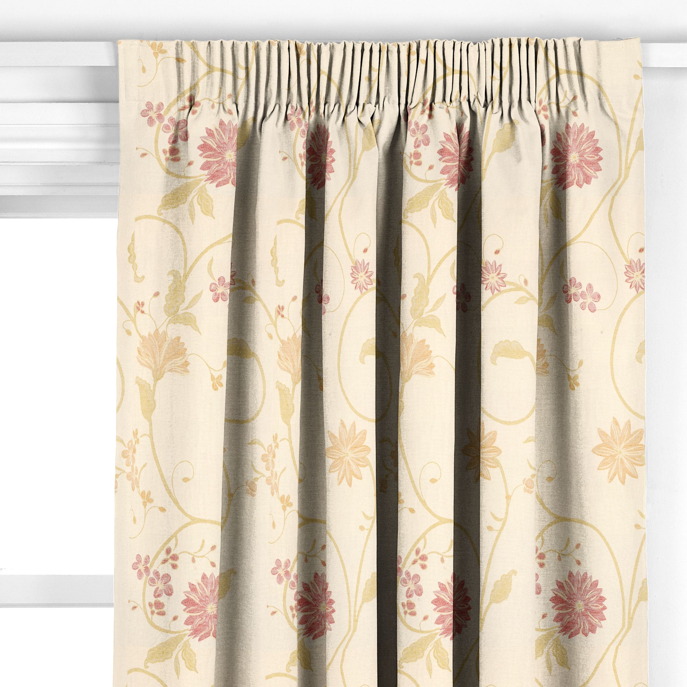Emma Pencil Pleat Curtains, Red