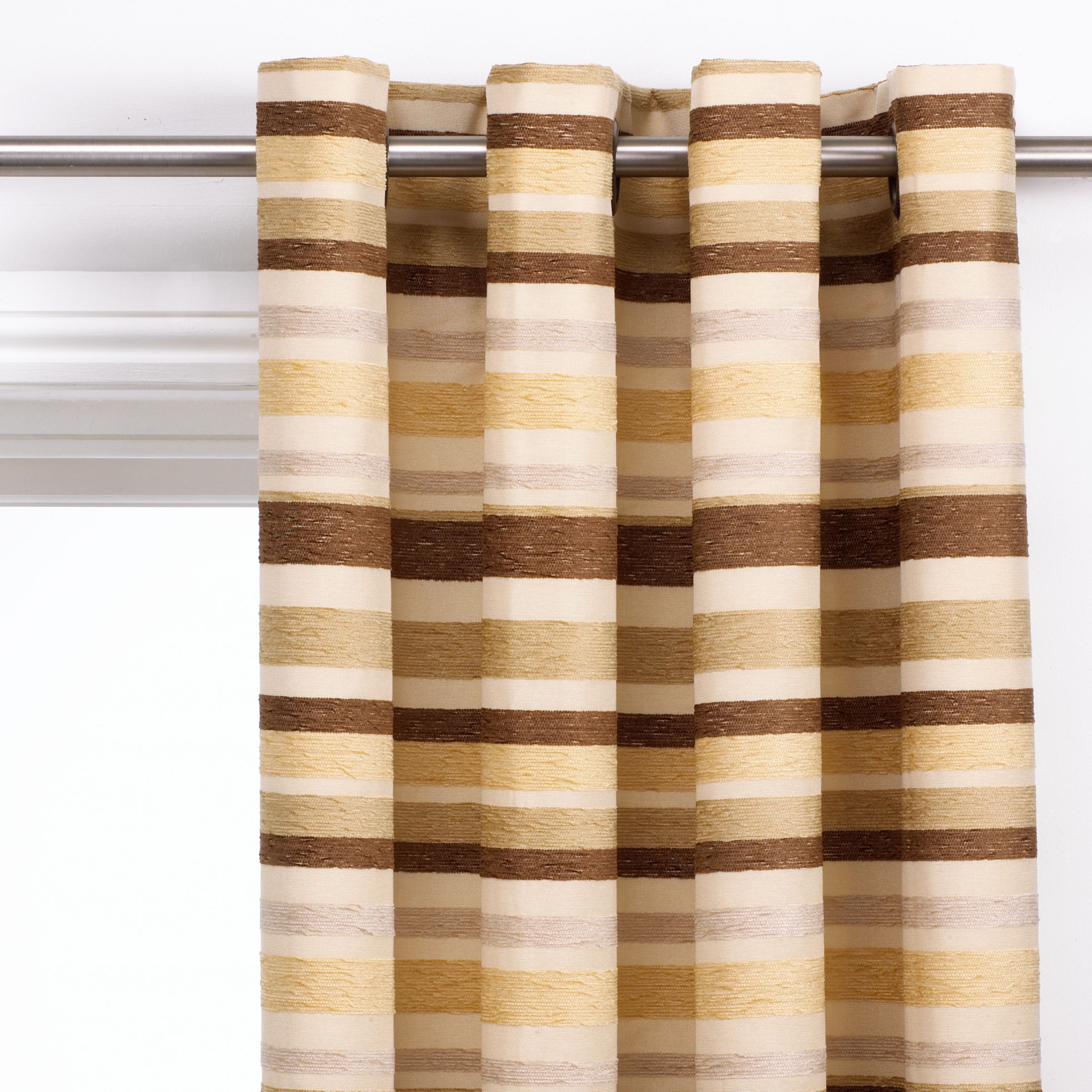 John Lewis Chelsea Stripe Eyelet Curtains, Natural, W150 x Drop 228cm