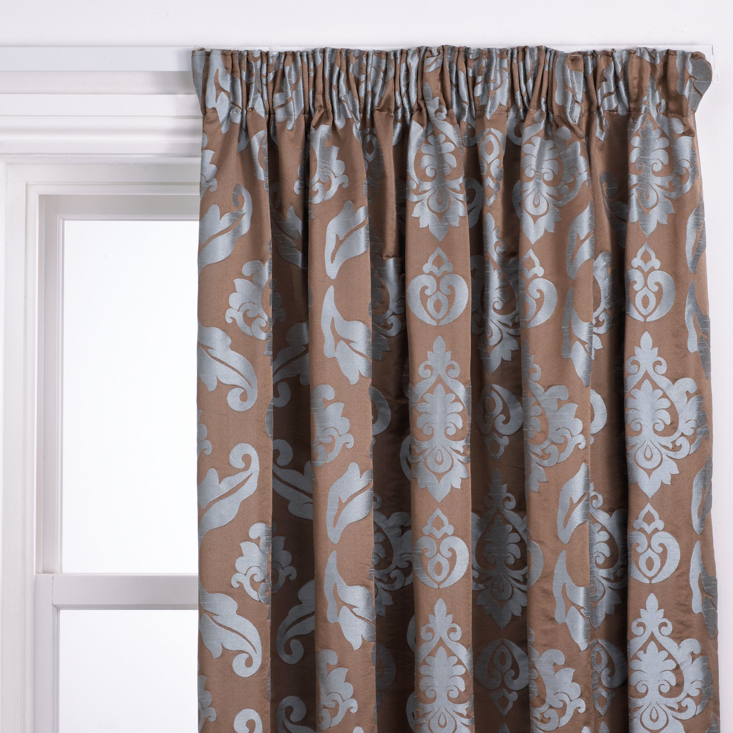 John Lewis Richmond Pencil Pleat Curtains, Chocolate, W228 x Drop 182cm