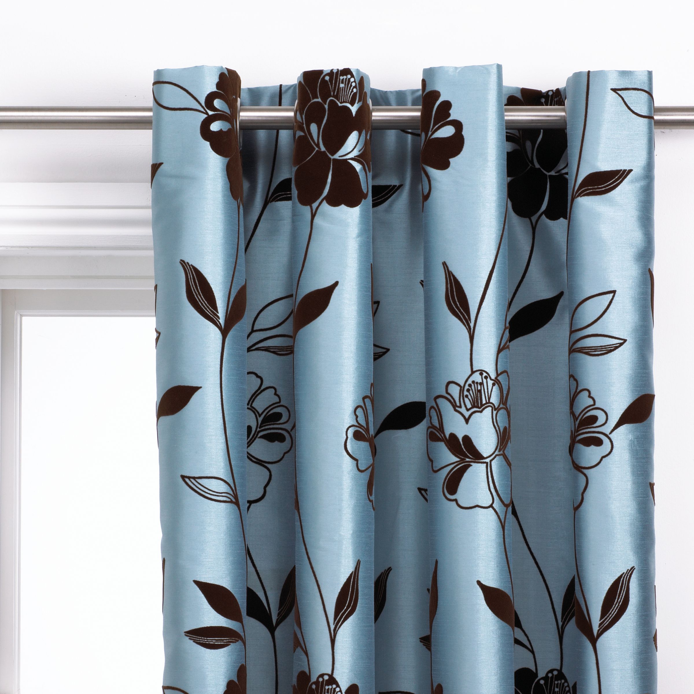 Nicole Eyelet Curtains, Teal, W167 x