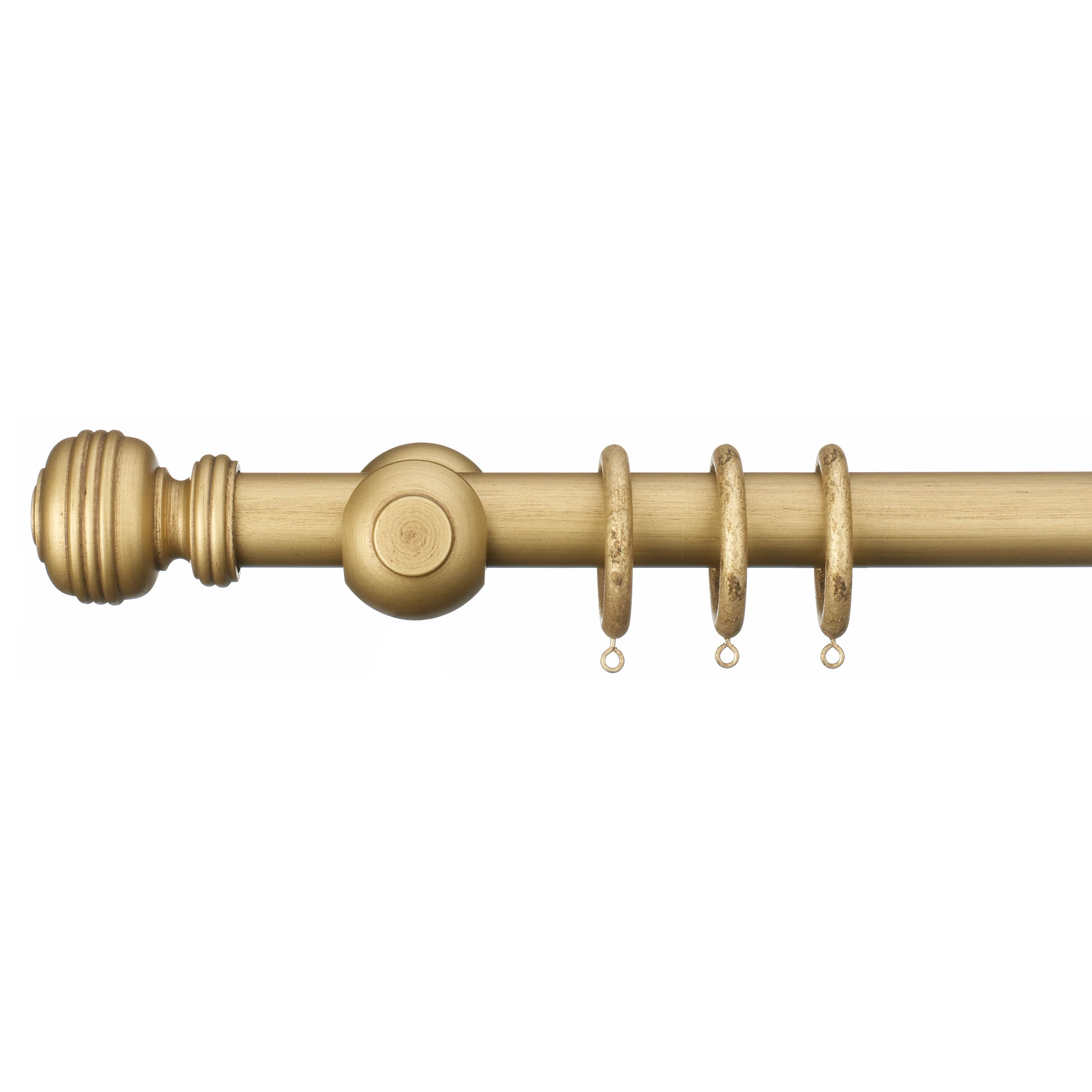 John Lewis Antiqued Gold Painted Wood Curtain Pole Kits L150cm x Dia35mm