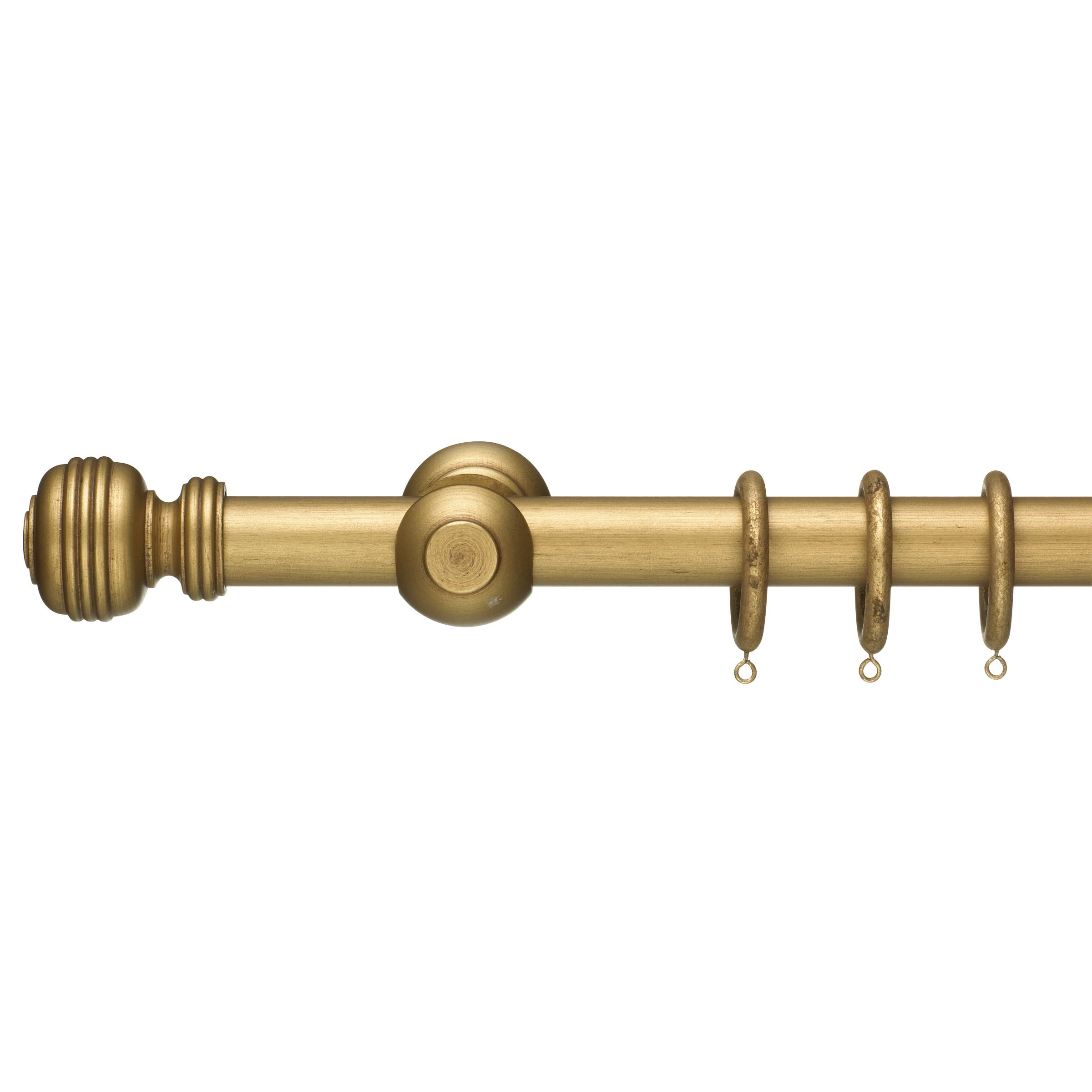John Lewis Antiqued Gold Painted Wood Curtain Pole Kits, L150cm x Dia.35mm