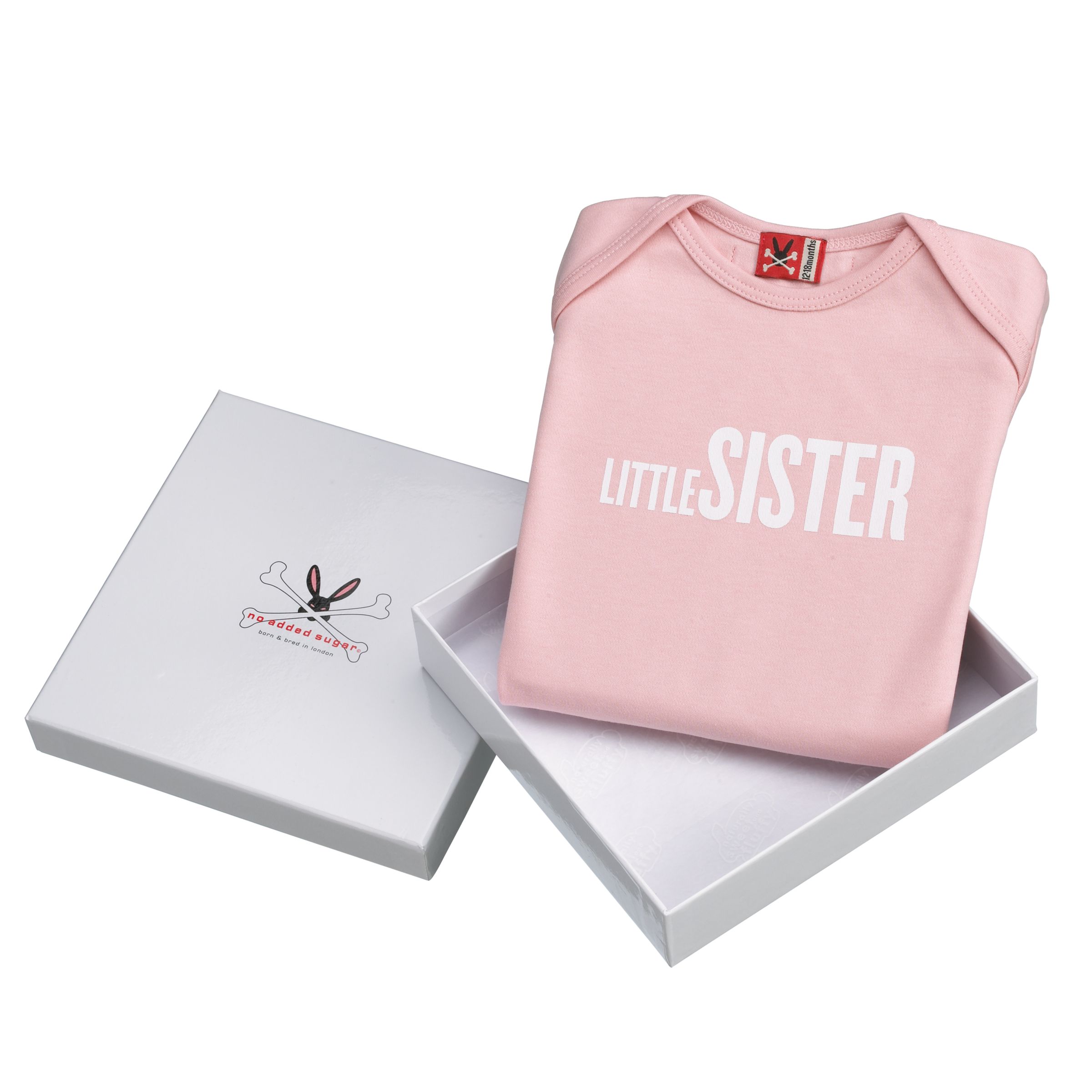 No Added Sugar Little Sister T-Shirt, Pink, 12-18 Months