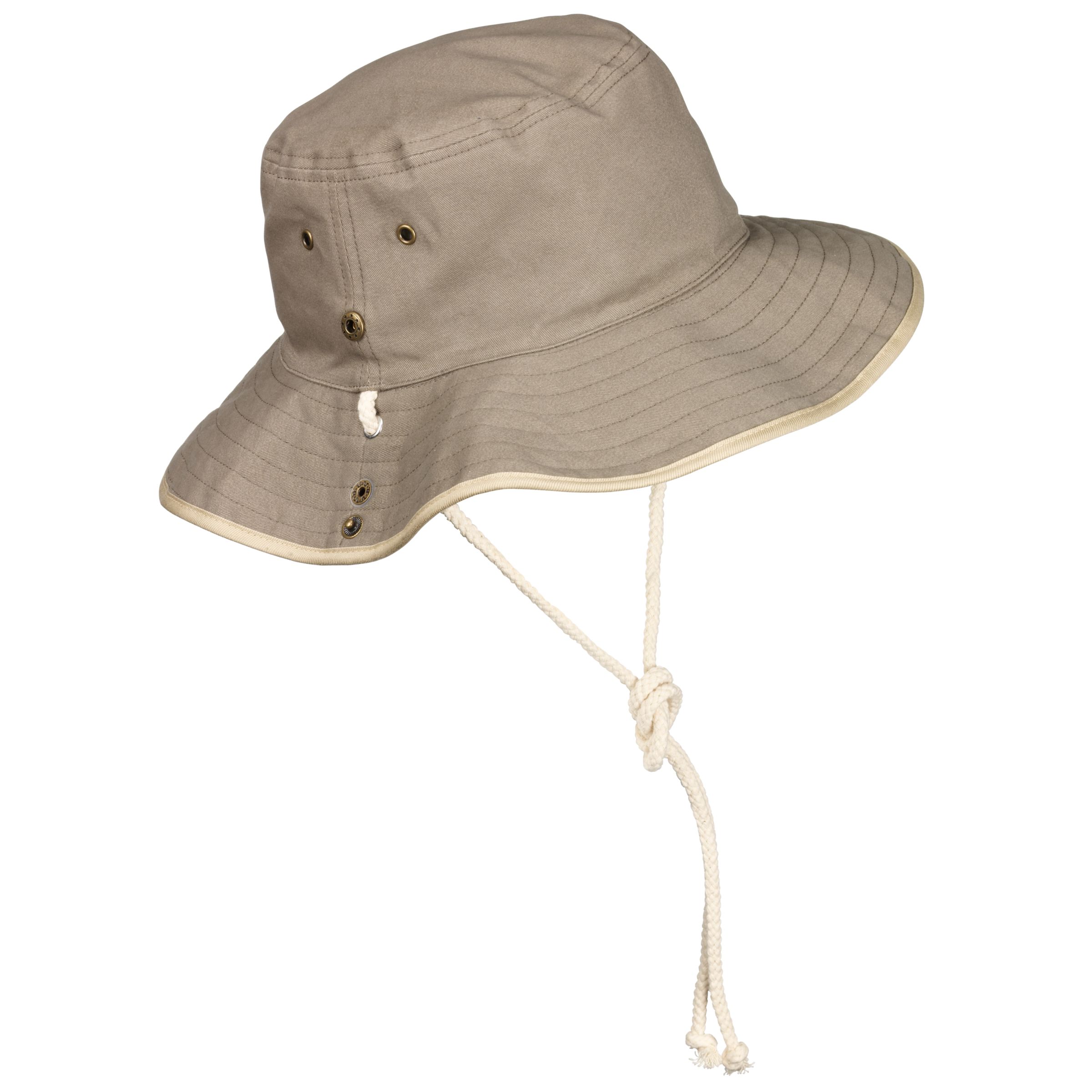 John Lewis Reversible Aussie Hat, Khaki/Stone, Large
