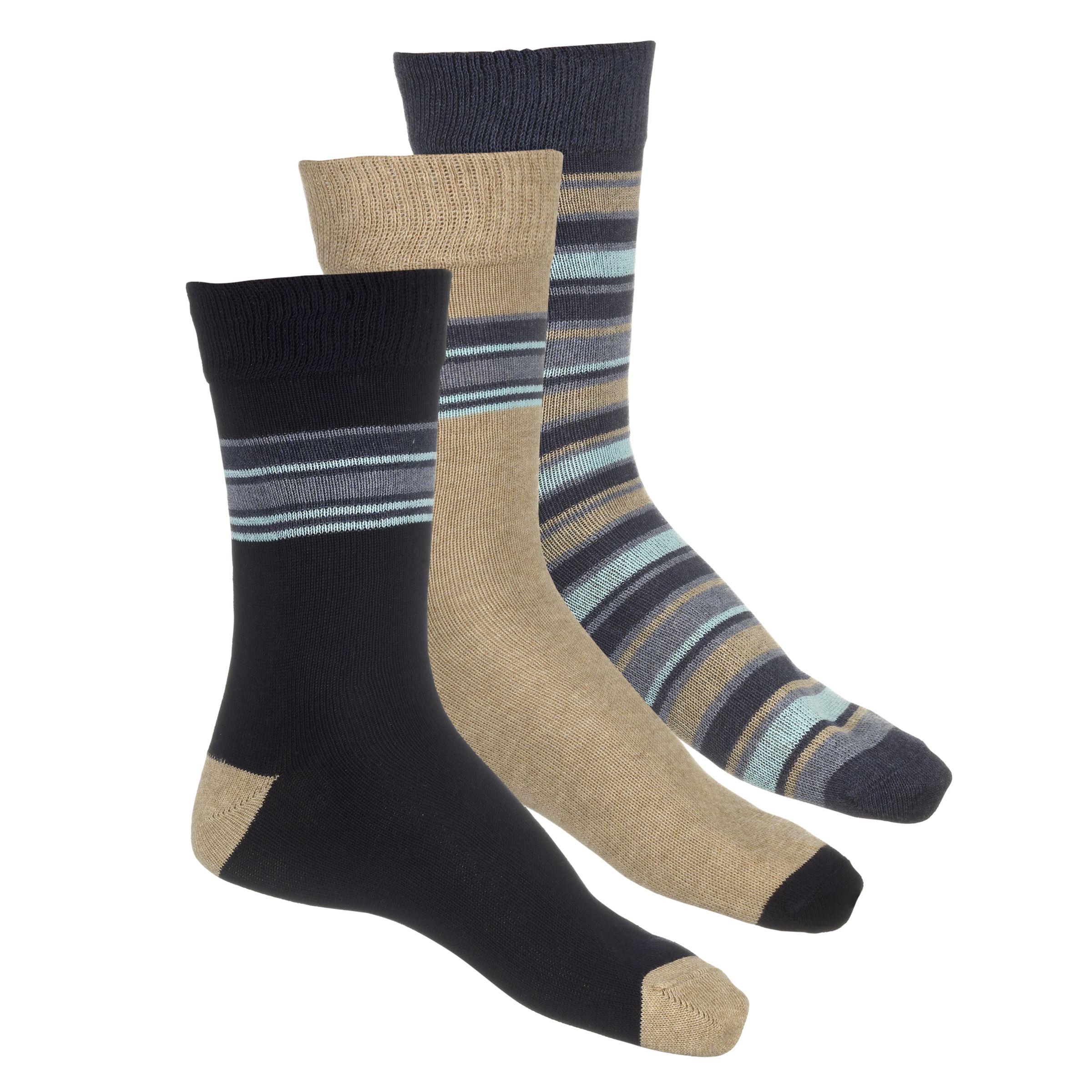 John Lewis Casual Socks, Pack of 3, Blue, Size 11-13