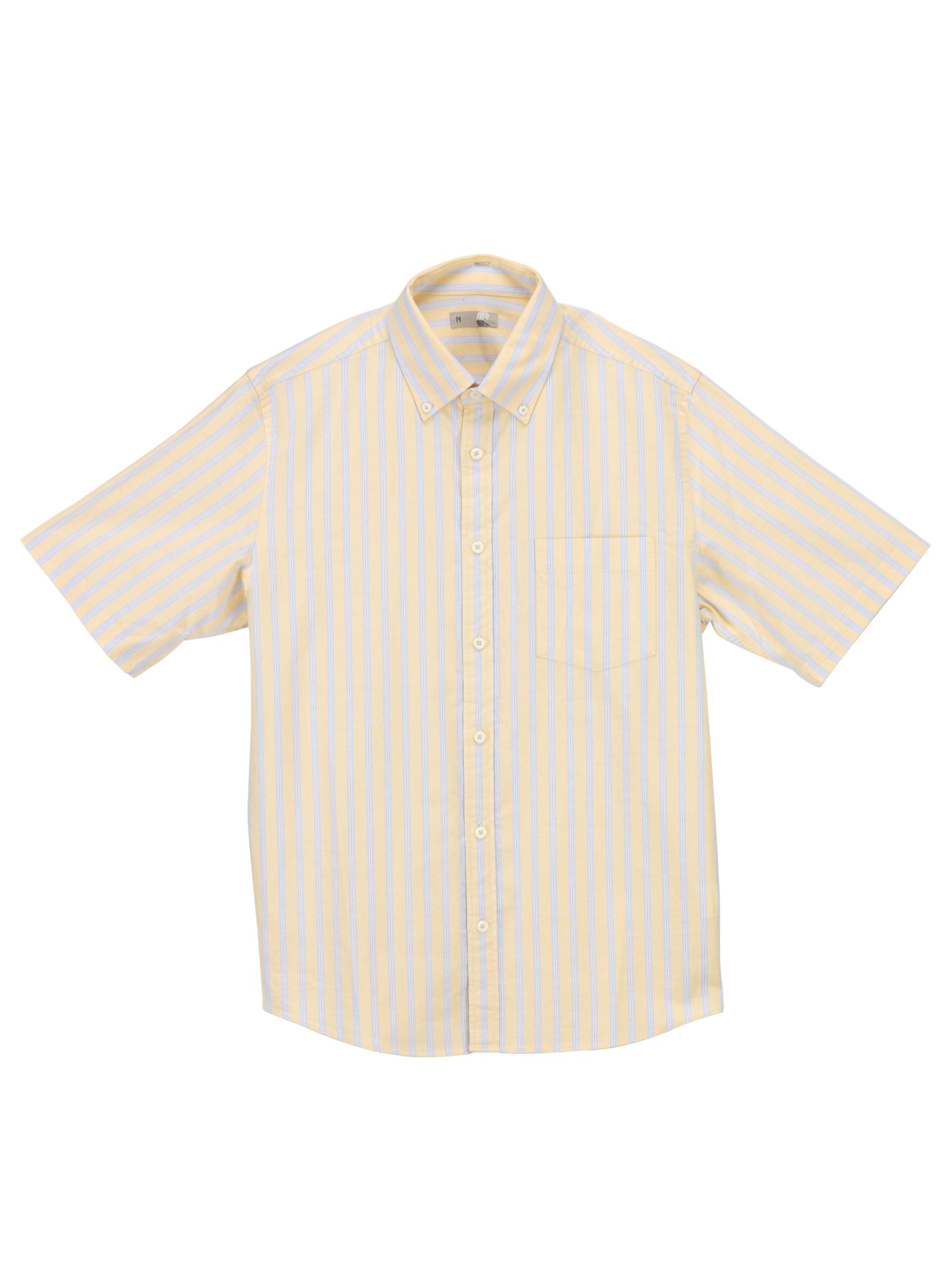 John Lewis Short Sleeve Striped Oxford Shirt, Yellow, Small
