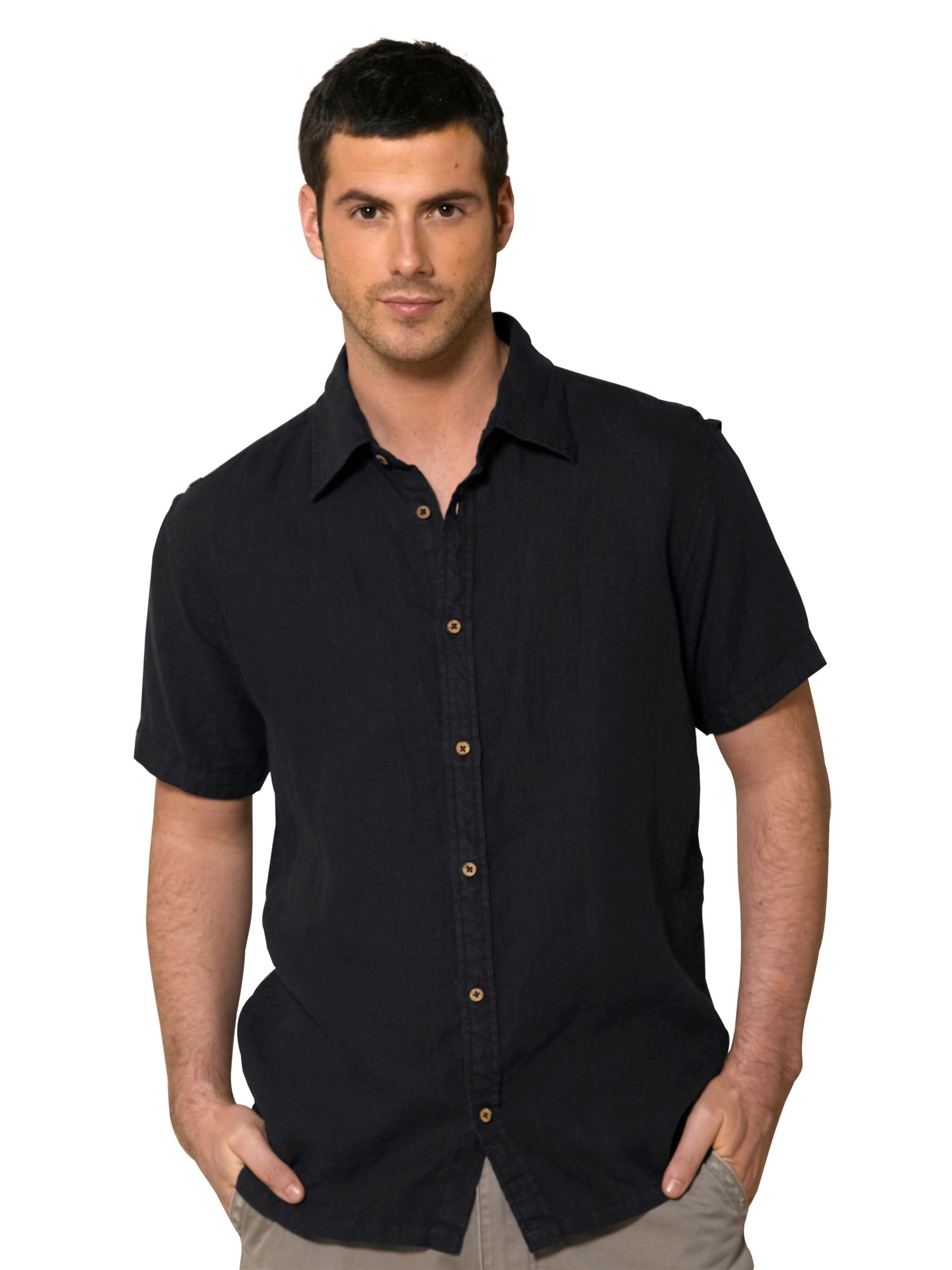 John Lewis Short Sleeve Linen Shirt, Indigo, Medium