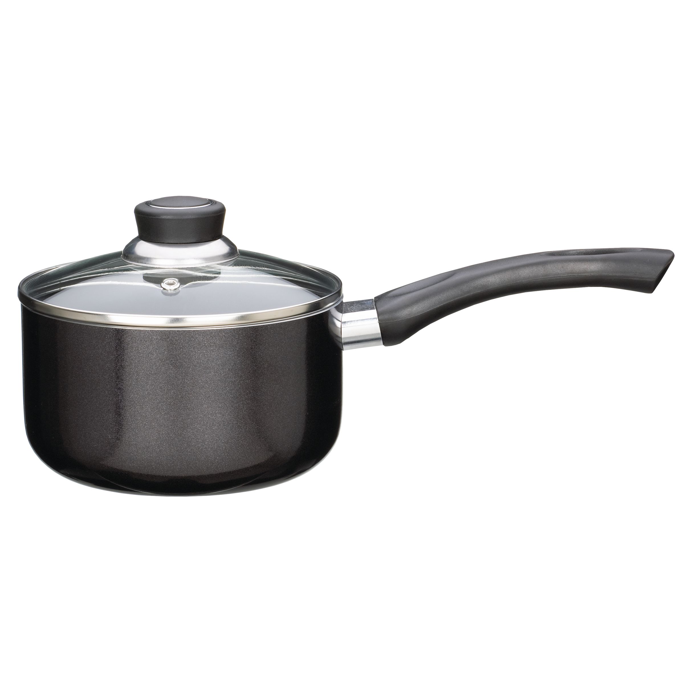 Black Non-Stick Saucepan and Lid, 16cm