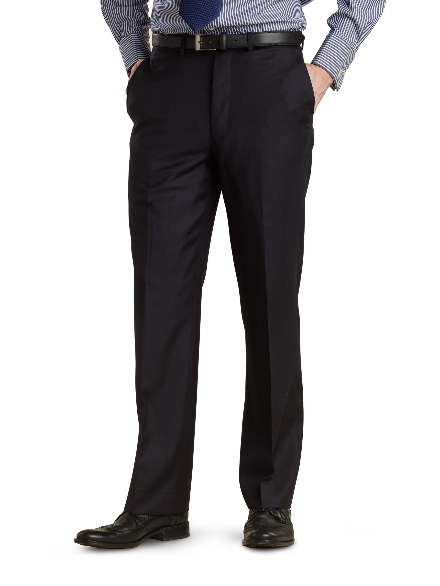 John Lewis Zane Wool Trousers, Navy, Waist 34R