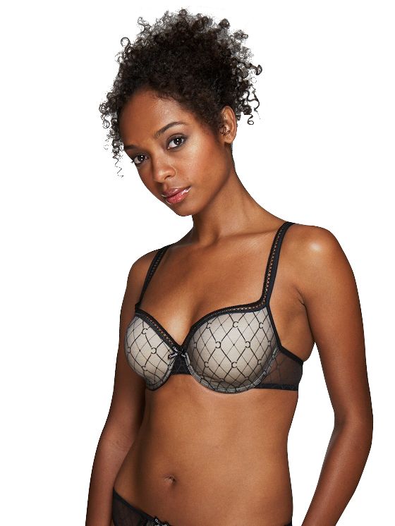 Chantelle Graphie Contour T-Shirt Bra, Black/Nude, 36A