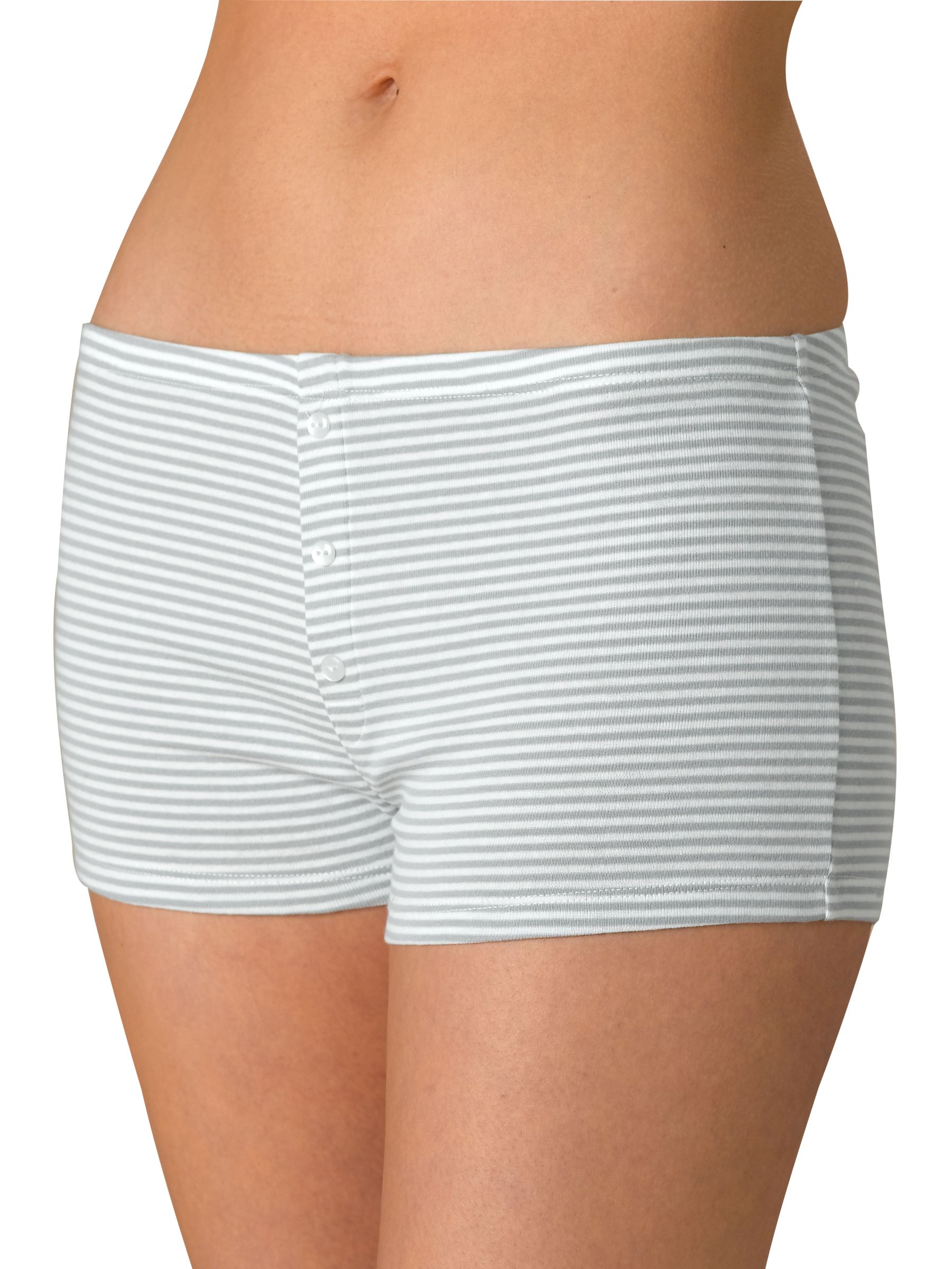 John Lewis Fairtrade Organic 2 Pack Shorts, White & Grey, Size 18