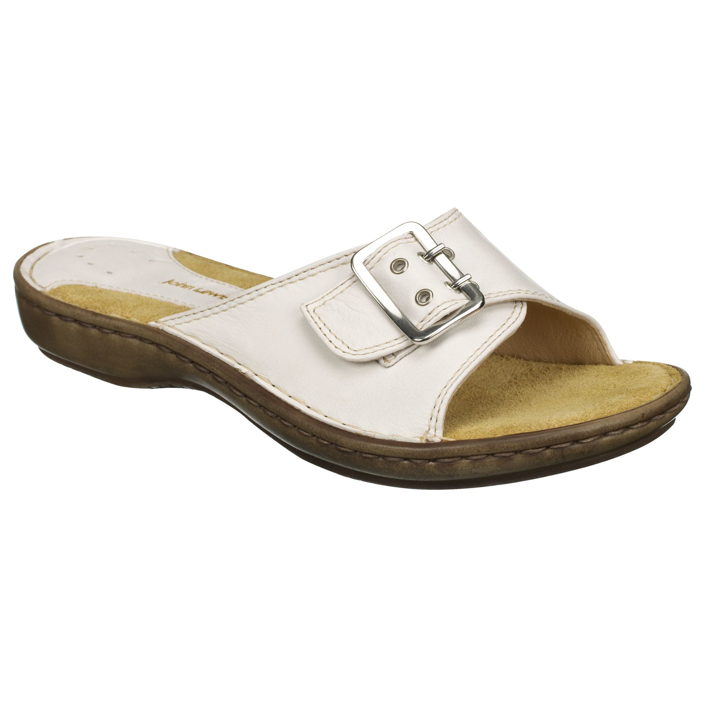John Lewis Strawberry Leather Mules, White, 38