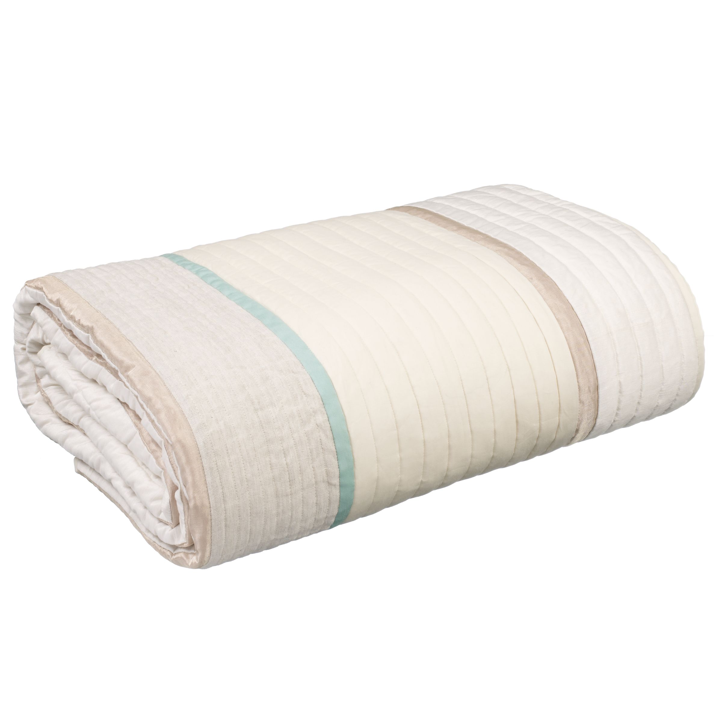 John Lewis Blossom Stripe Bedspread Natural Aqua Double