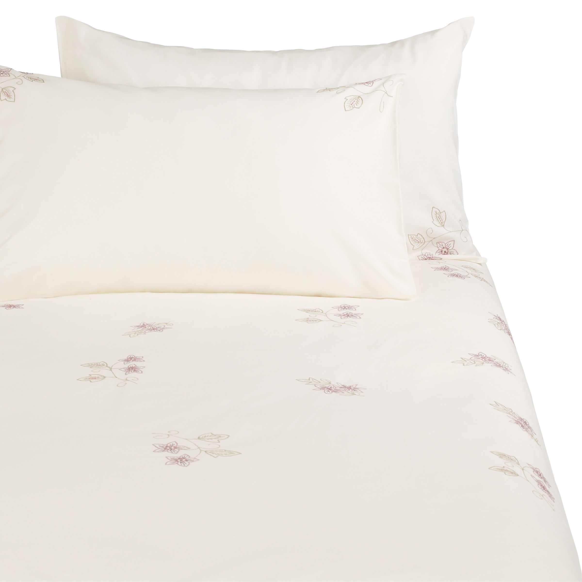 John Lewis Freesia Stitch Duvet Cover, Cream, Super Kingsize