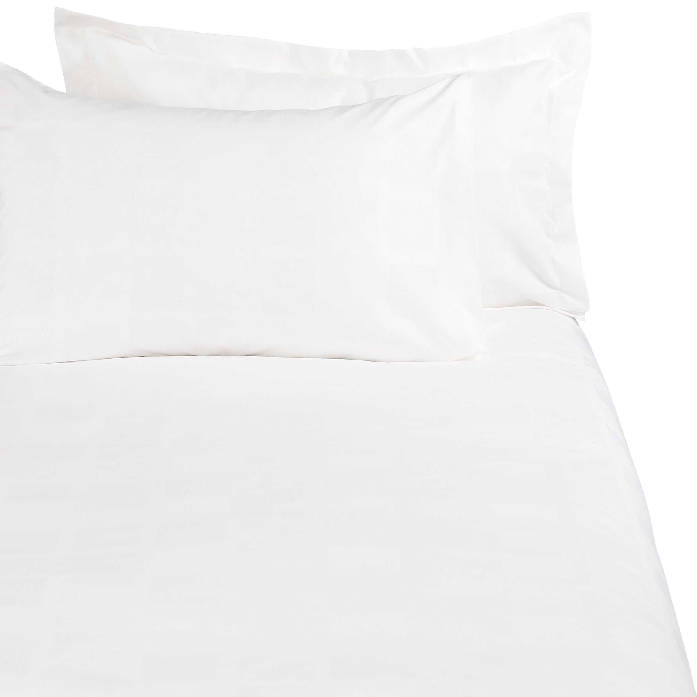 John Lewis Fairtrade Squares Duvet Cover, White, Kingsize