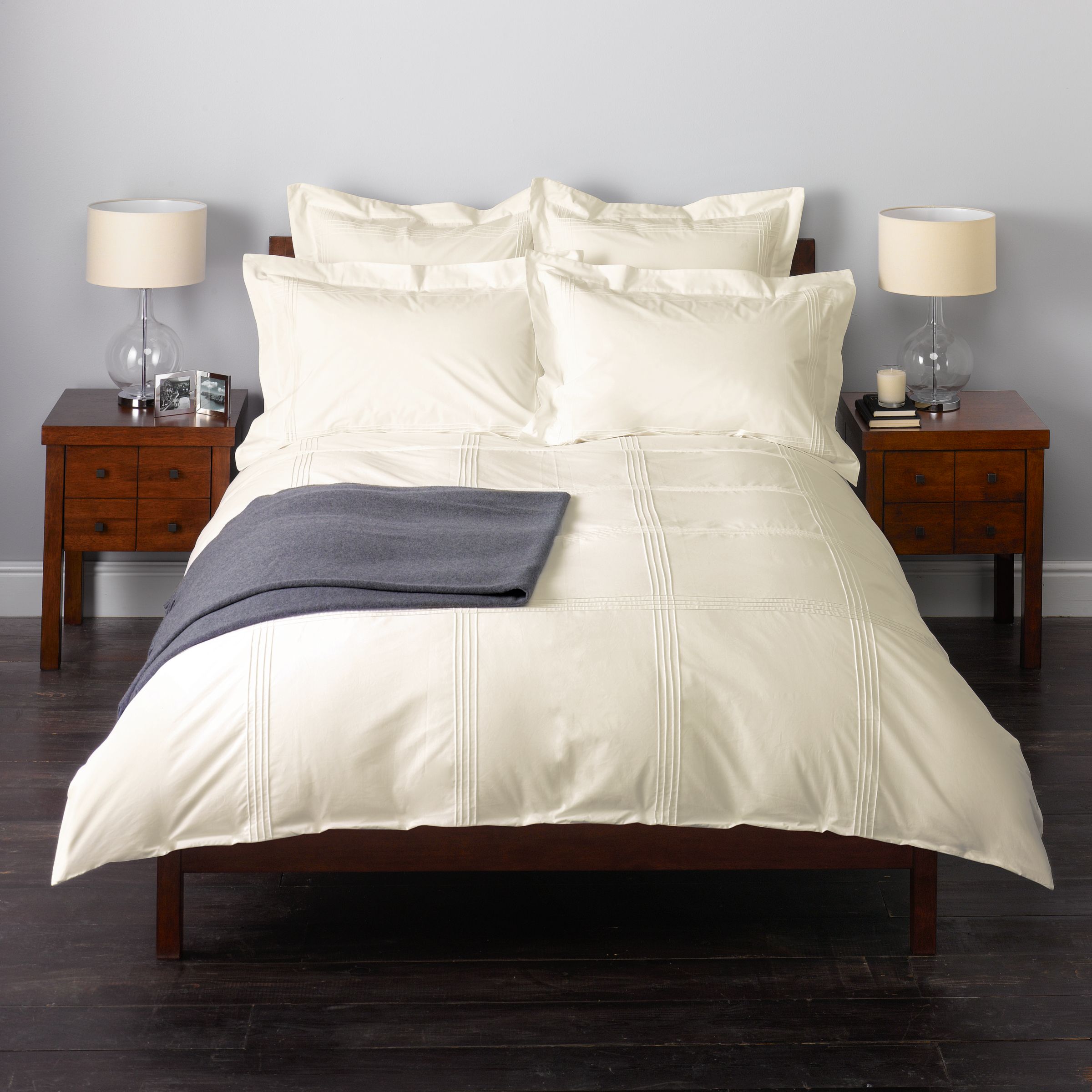 John Lewis Tucks Duvet Cover, Cream