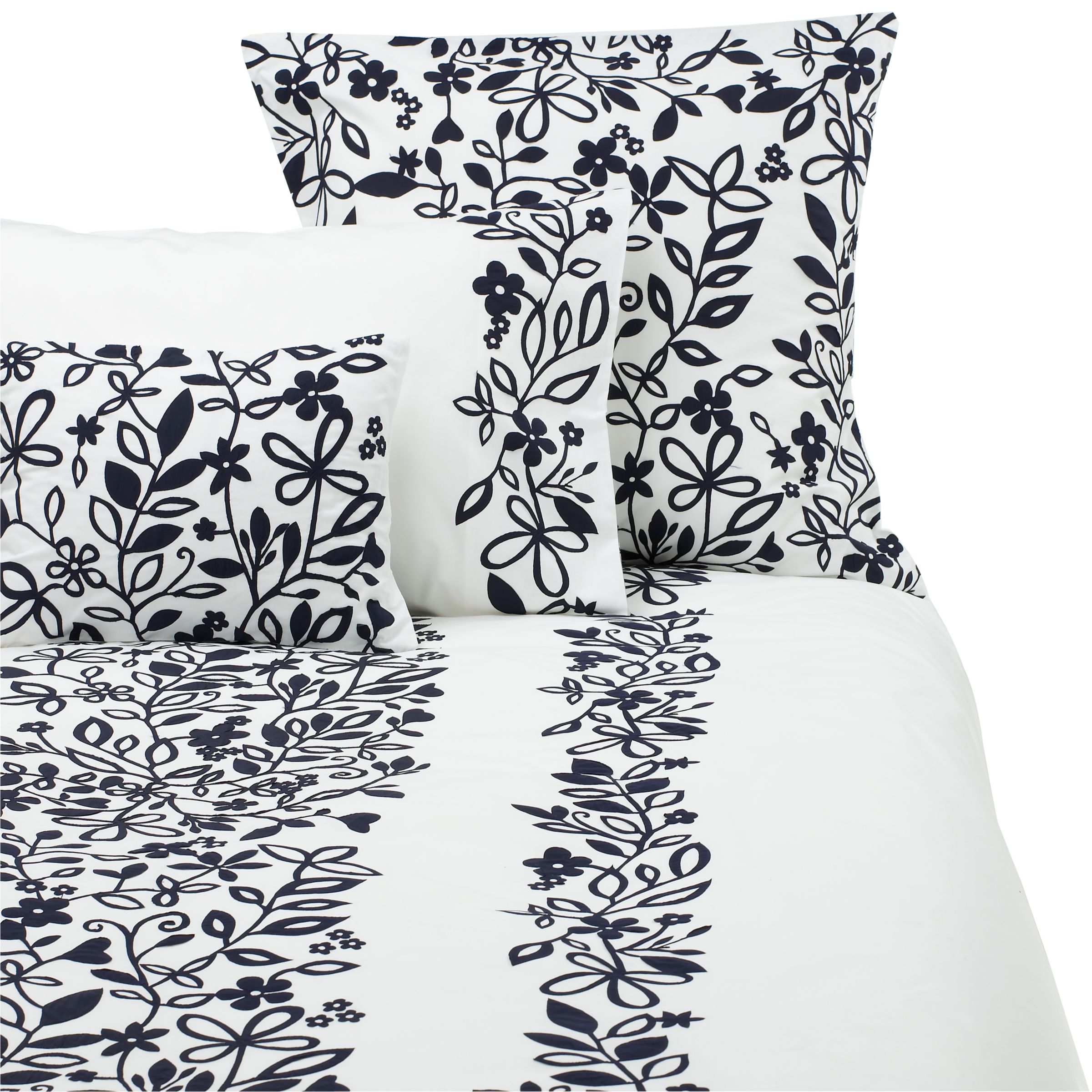 John Lewis Phoebe Pillowcases, White / Ink