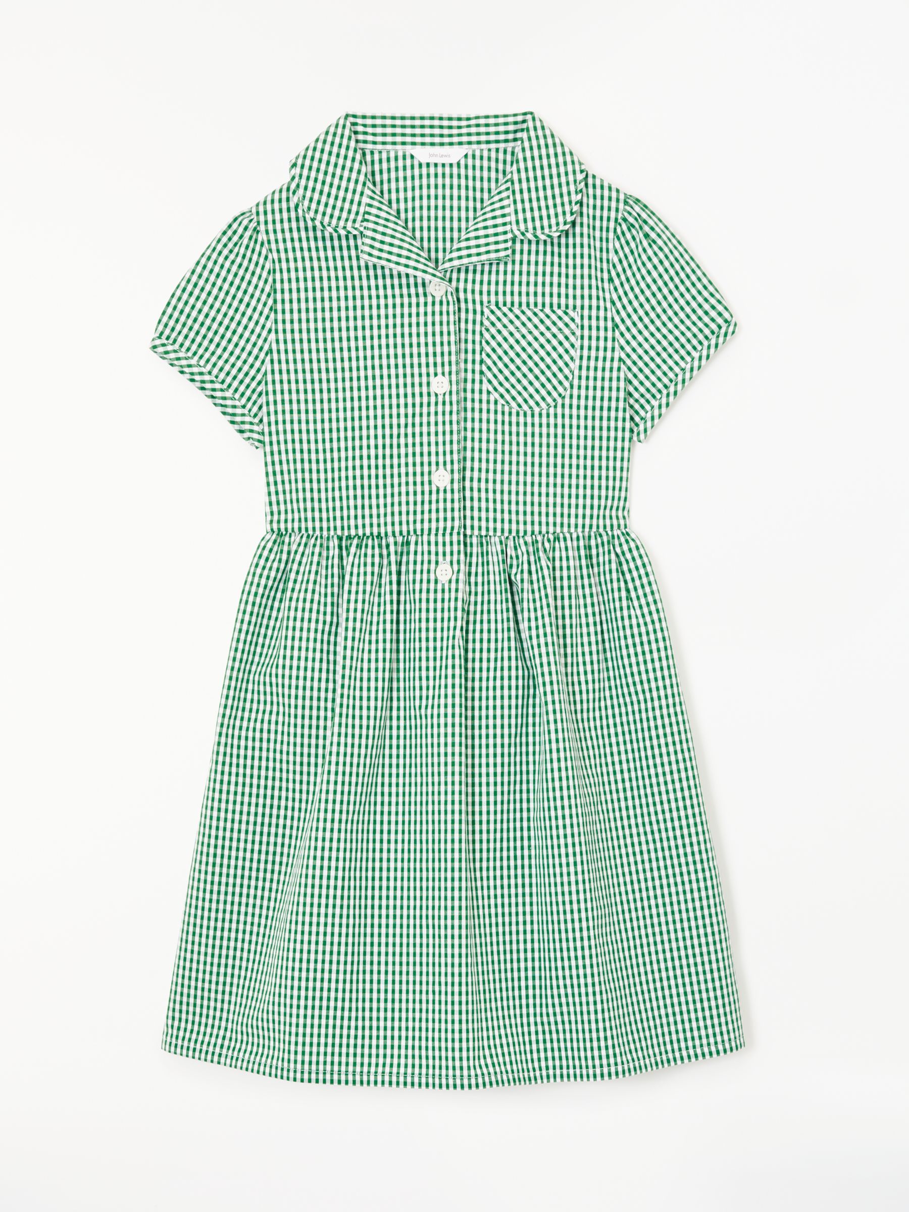 John Lewis Belted Summer School Dress, Green, Age 9 Years