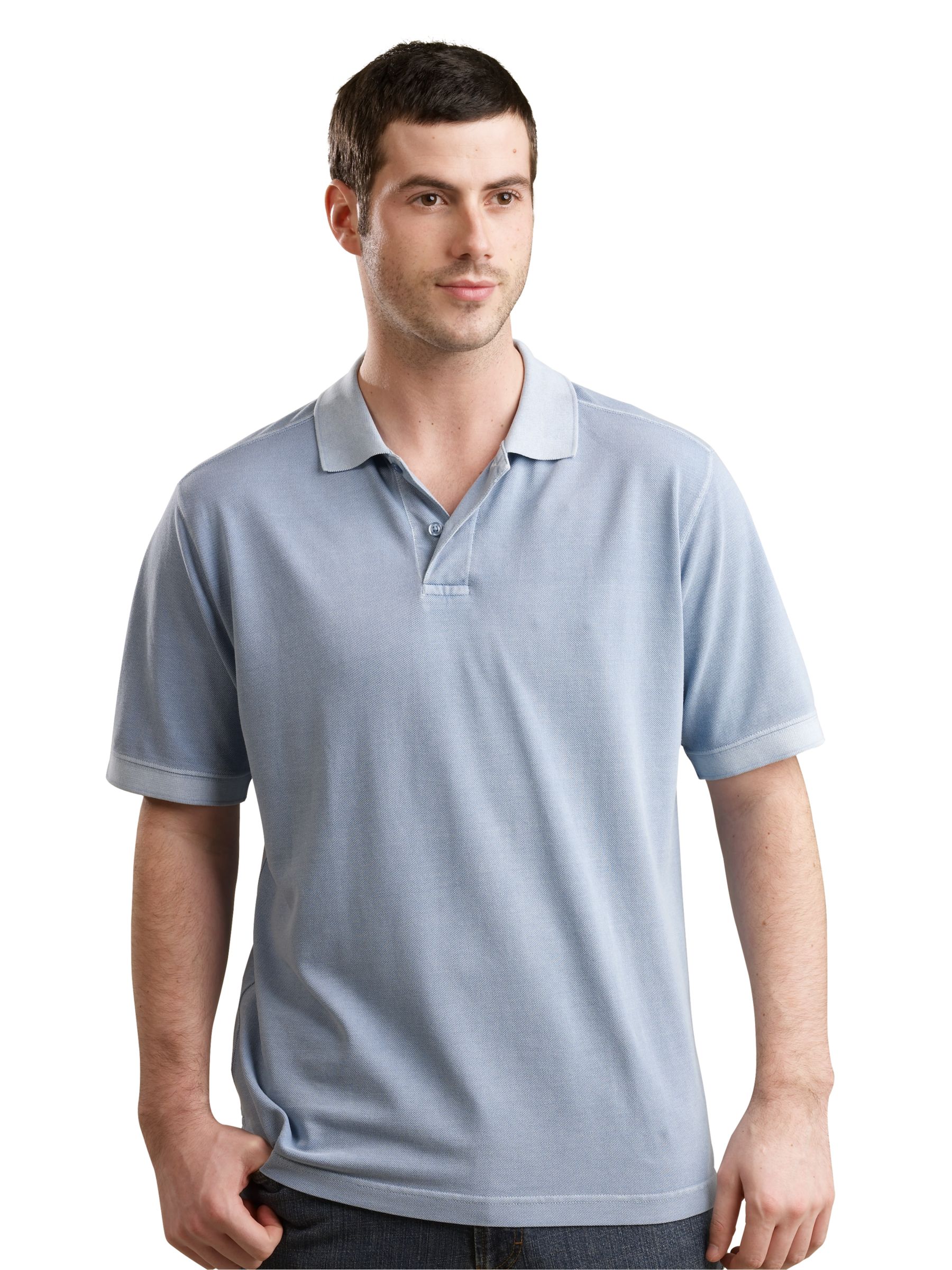 John Lewis Pig Dye Polo Shirt, Blue, Medium