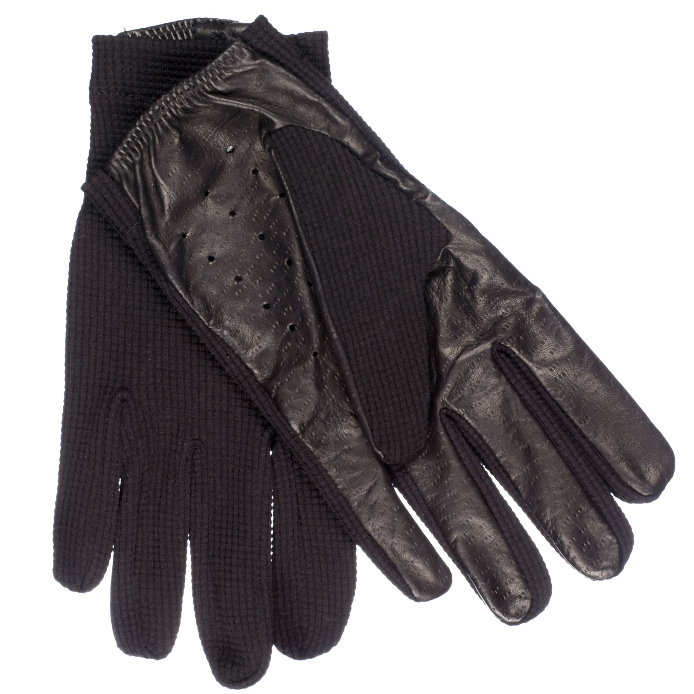 John Lewis Leather Driving Gloves, Black, Extra Large