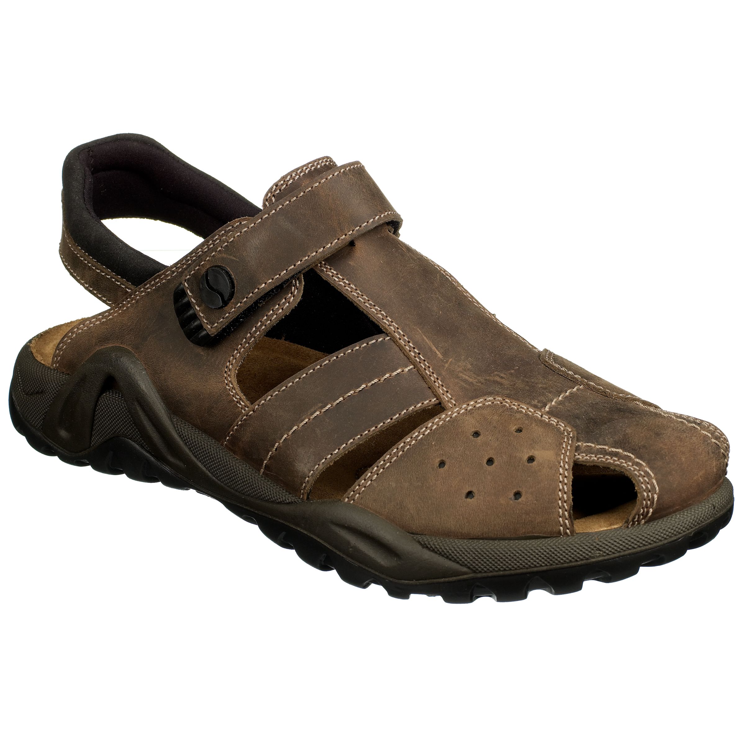 John Lewis Leather Sports Sandal, Brown, Size 11/45